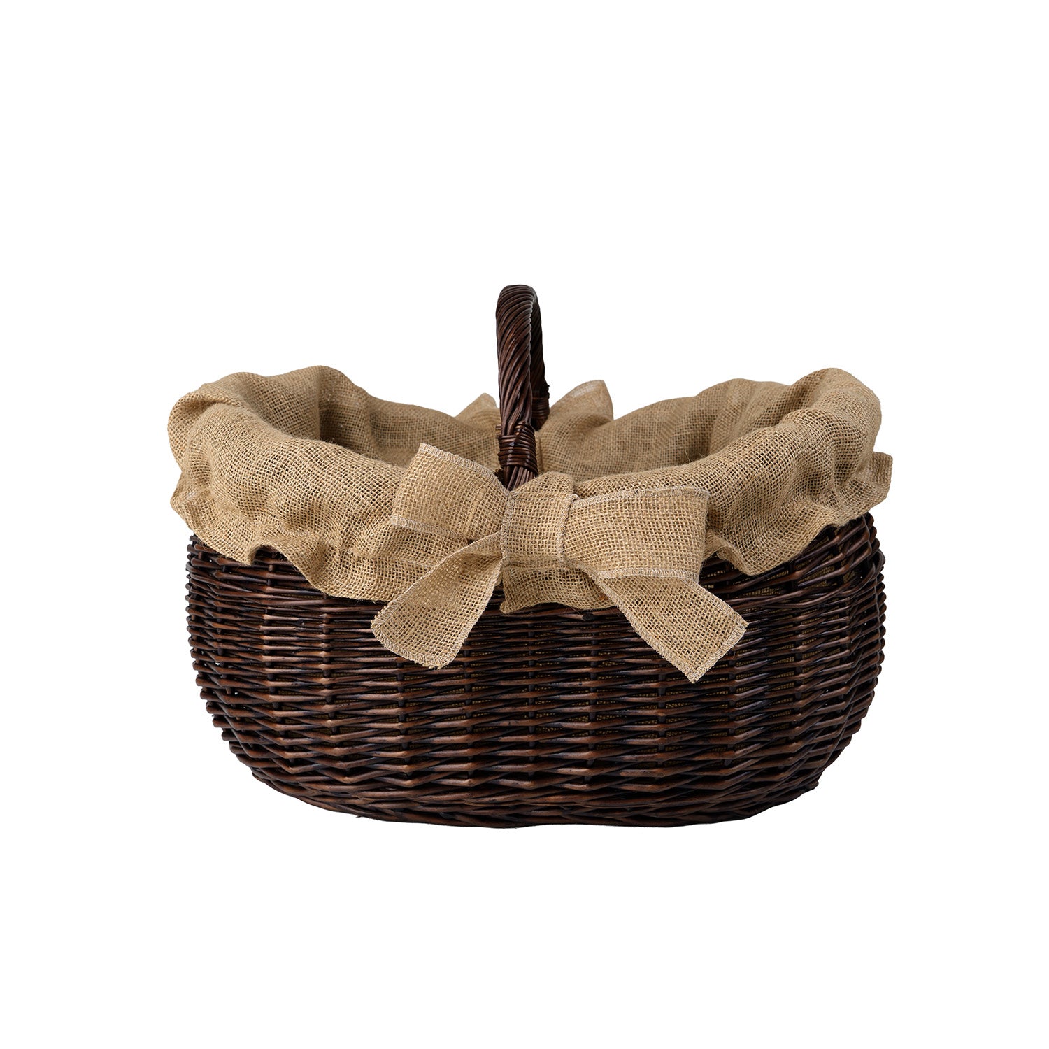 wicker firewood basket with jute trim and handle