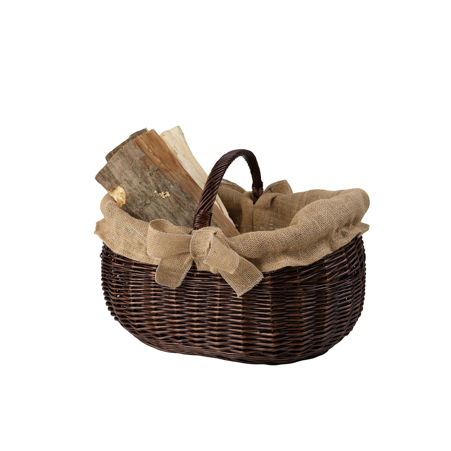 Faleria wicker firewood basket with jute trim and handle TheWickerStories