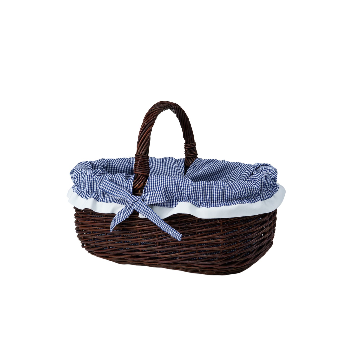 Felis geflochtener Einkaufskorb mit marineblauer Einfassung und Griff von TheWickerStories