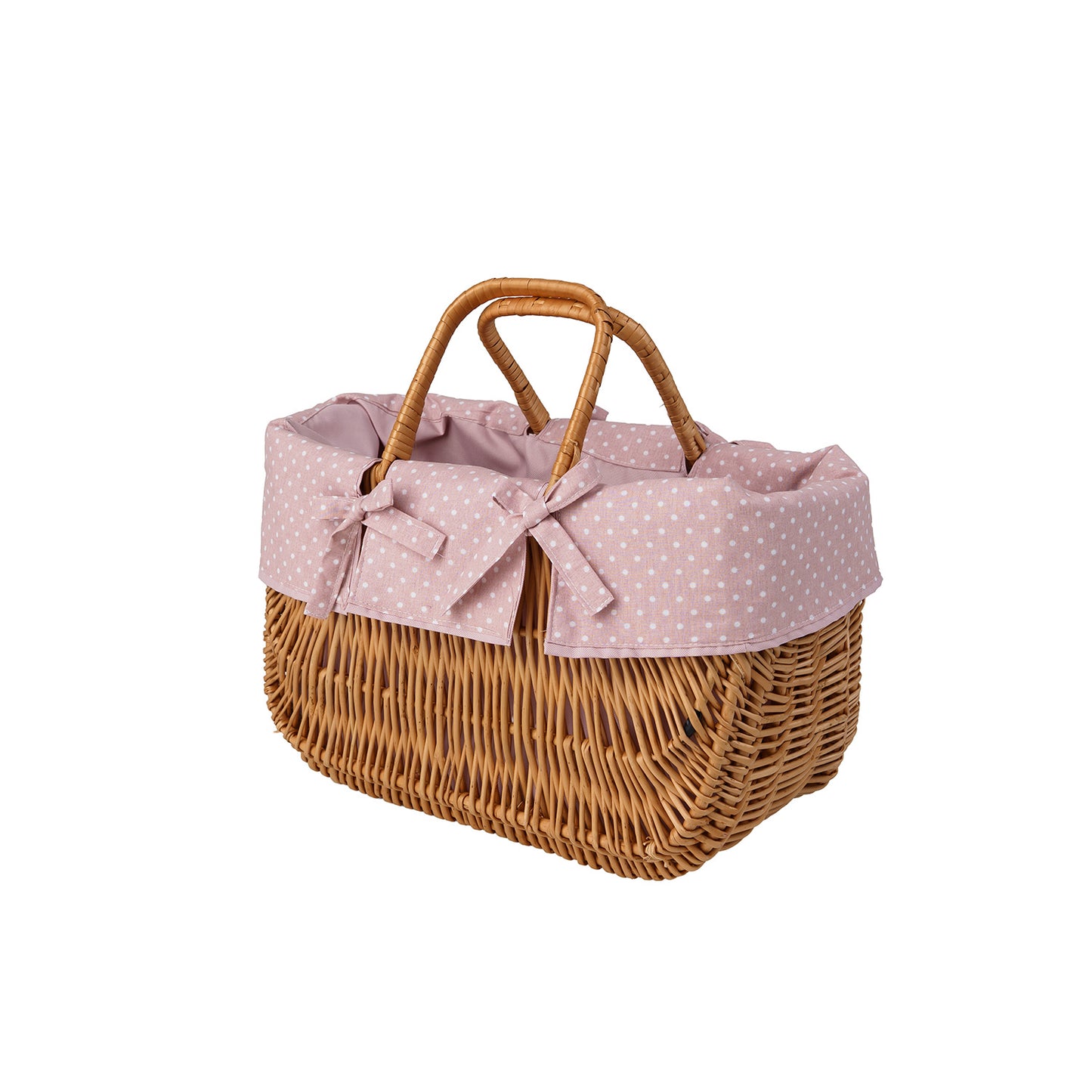 Werlissa Panier en osier pour guidon de vélo avec bordure rose et anses TheWickerStories