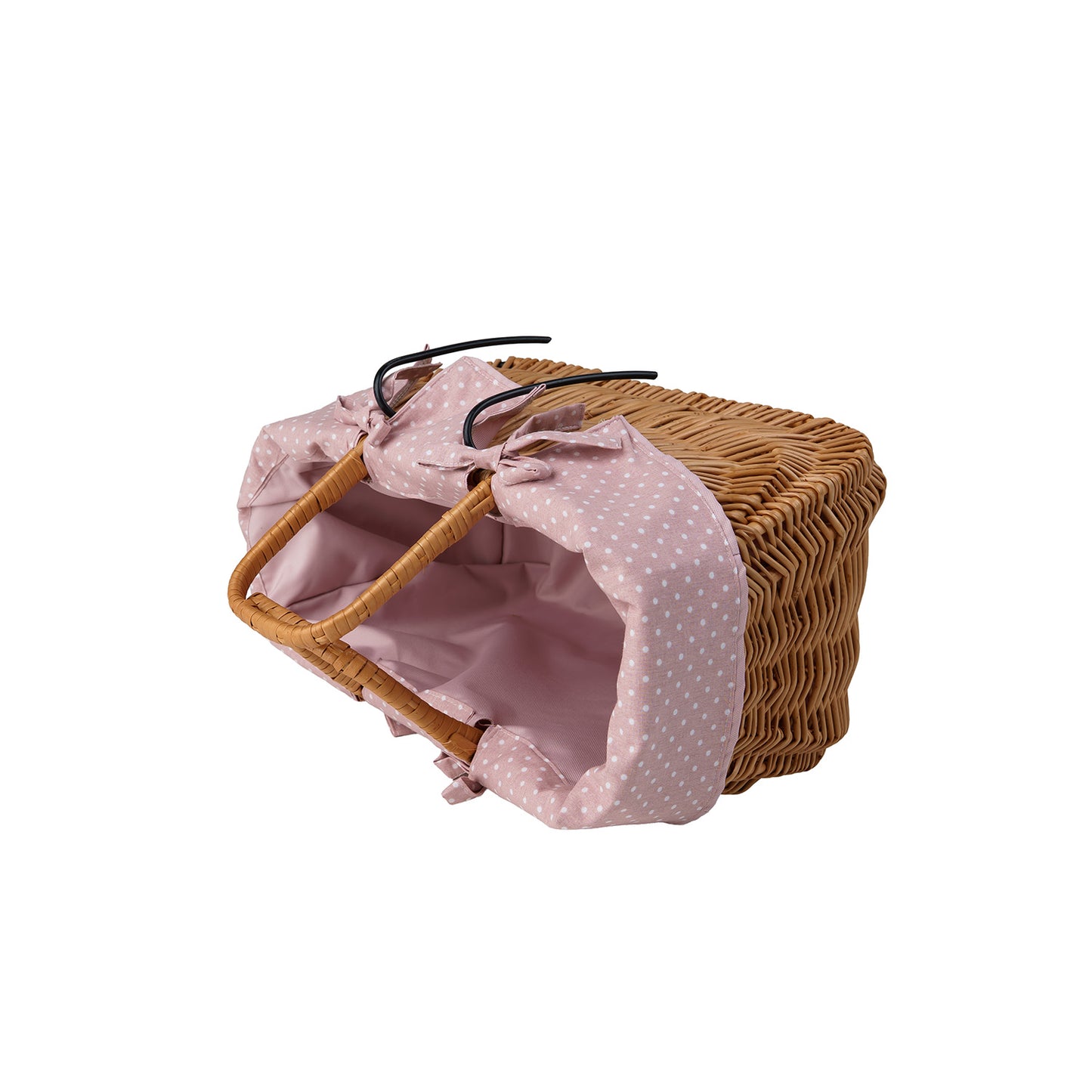 Werlissa Panier en osier pour guidon de vélo avec bordure rose et anses TheWickerStories