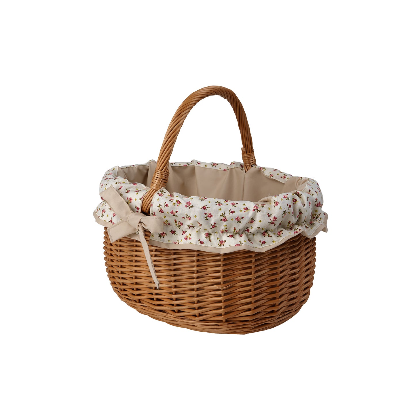 Werburga panier en osier pour courses avec finition beige et poignée TheWickerStories