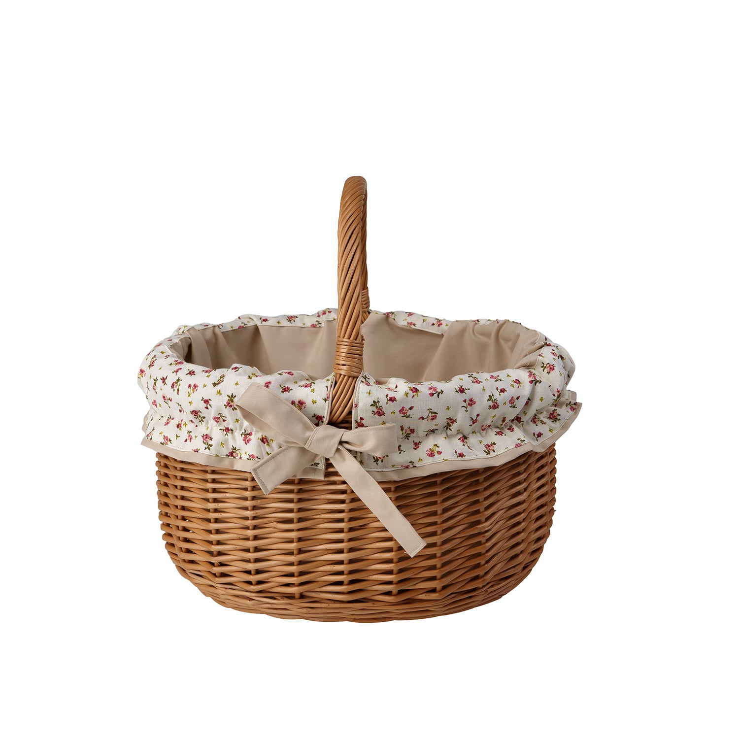 panier en osier pour courses avec finition beige et poignée