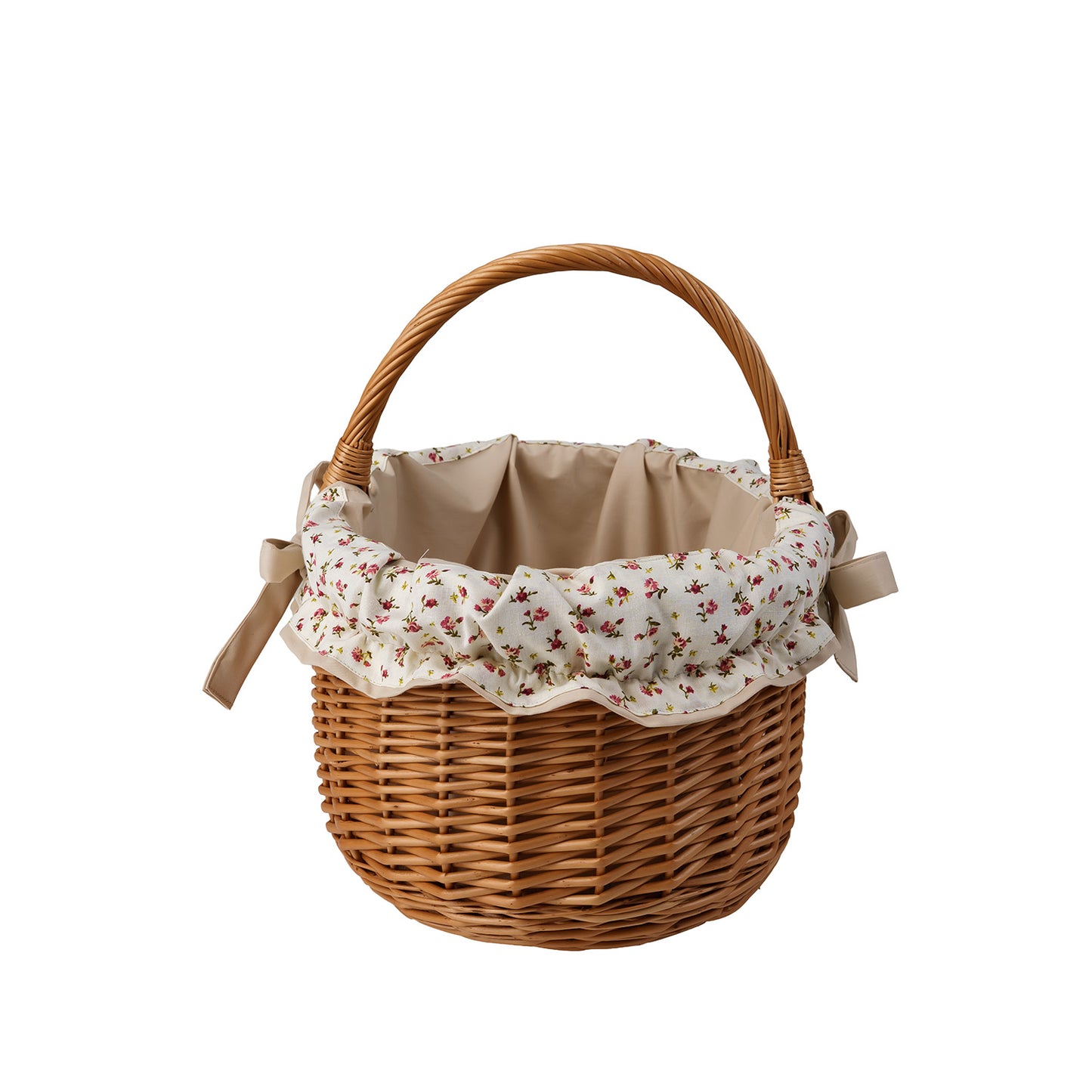 Werburga panier en osier pour courses avec finition beige et poignée TheWickerStories