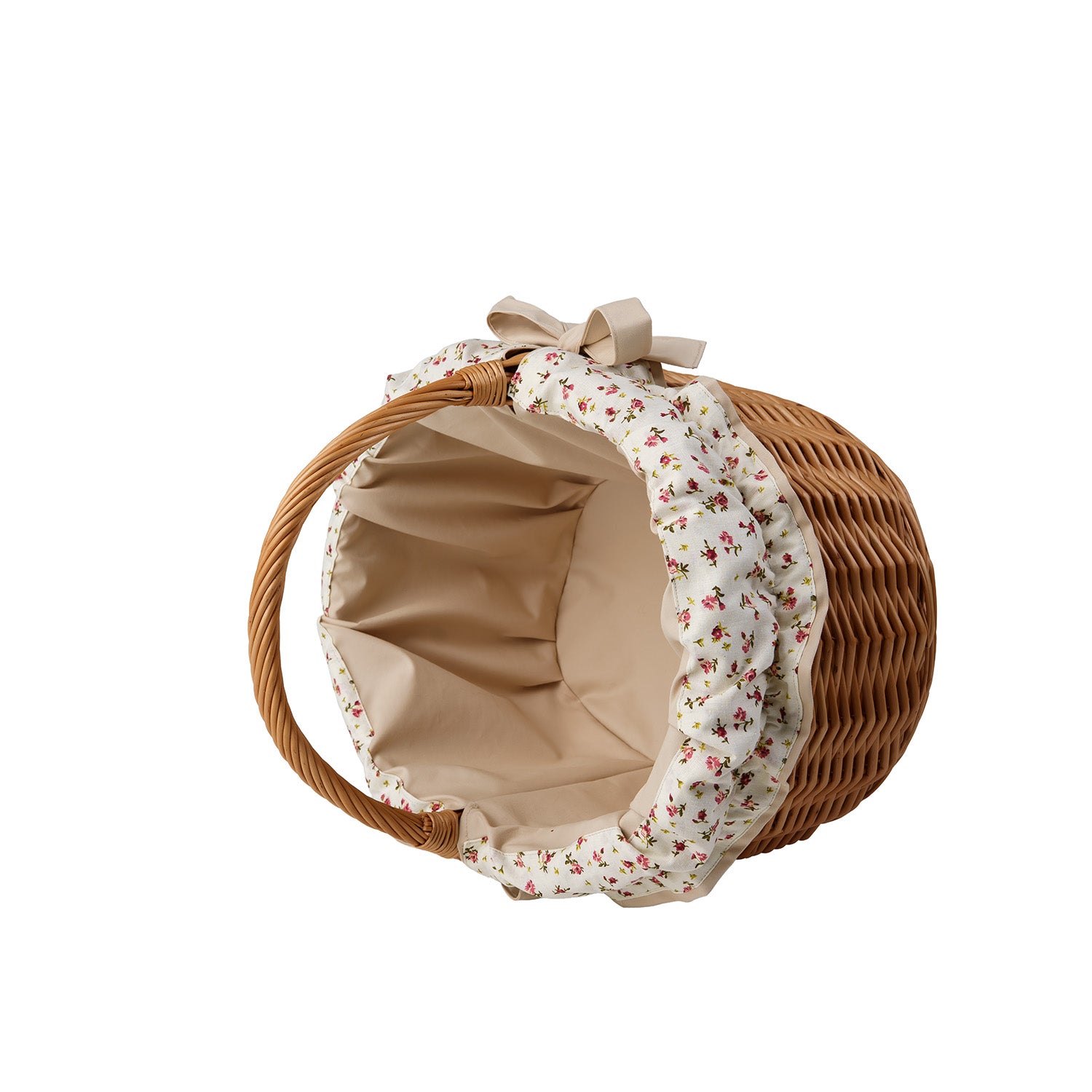 panier en osier pour courses avec finition beige et poignée