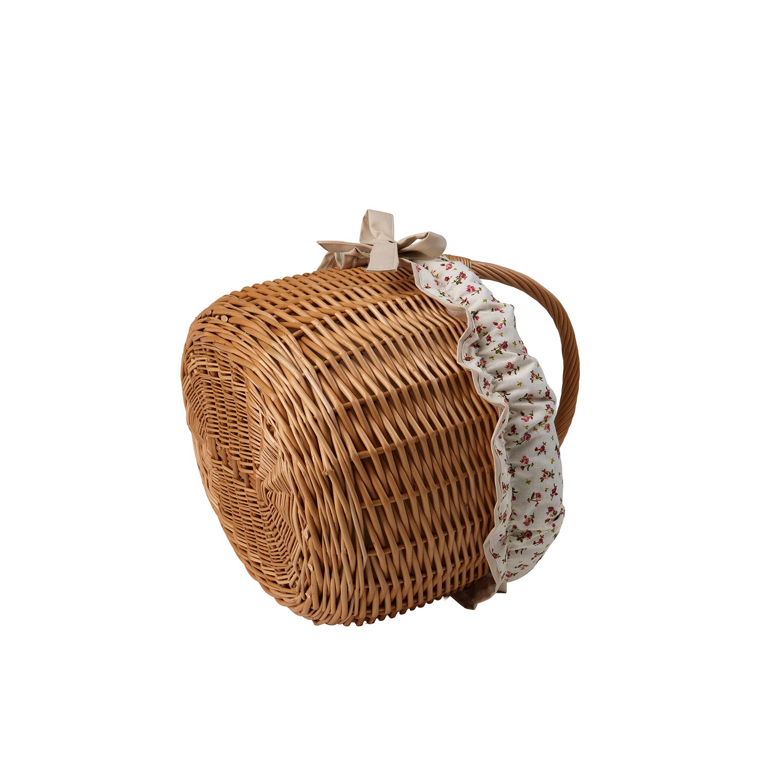 panier en osier pour courses avec finition beige et poignée
