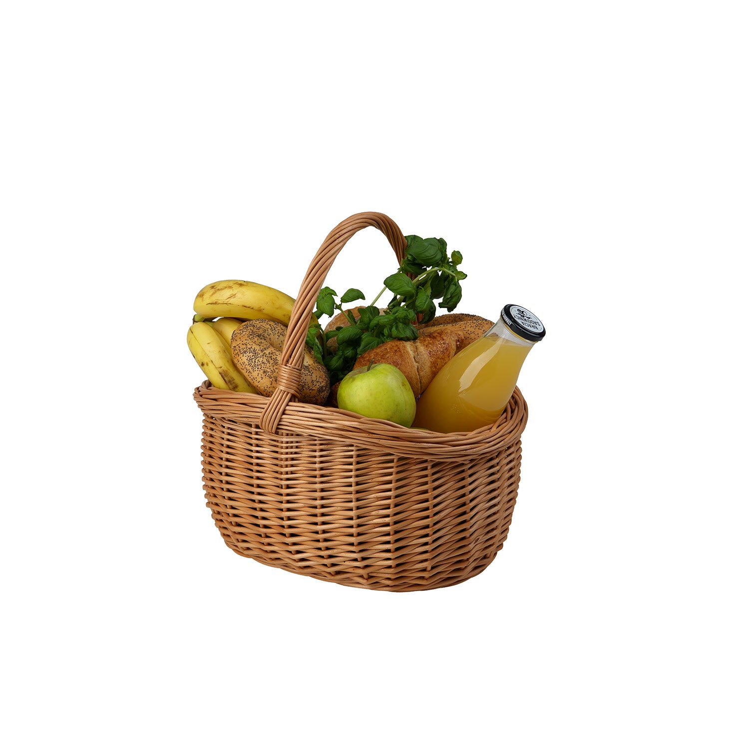 panier de courses avec poignée en osier