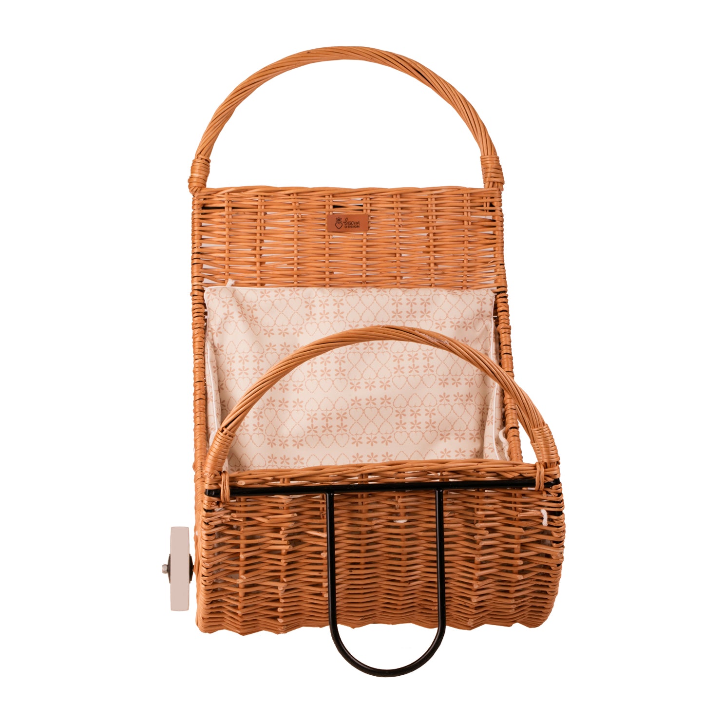 Quercus wicker firewood basket with cream trim, on casters TheWickerStories