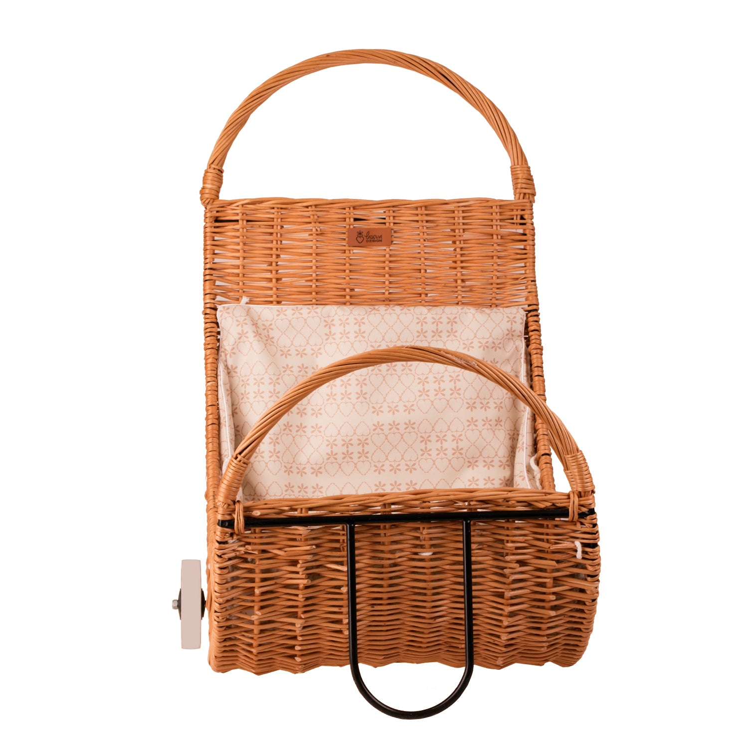 Quercus wicker firewood basket with cream trim, on casters TheWickerStories