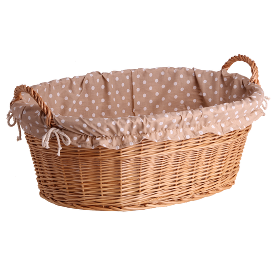 Milvus wicker basket with handles and beige lining