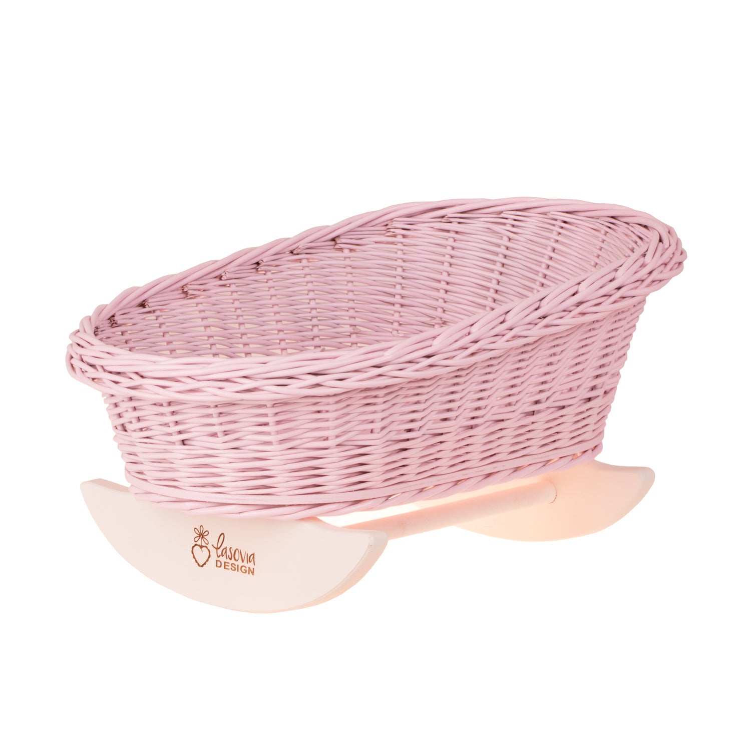 Mimi wicker doll cradle with gray trim, pillow and quilt TheWickerStories