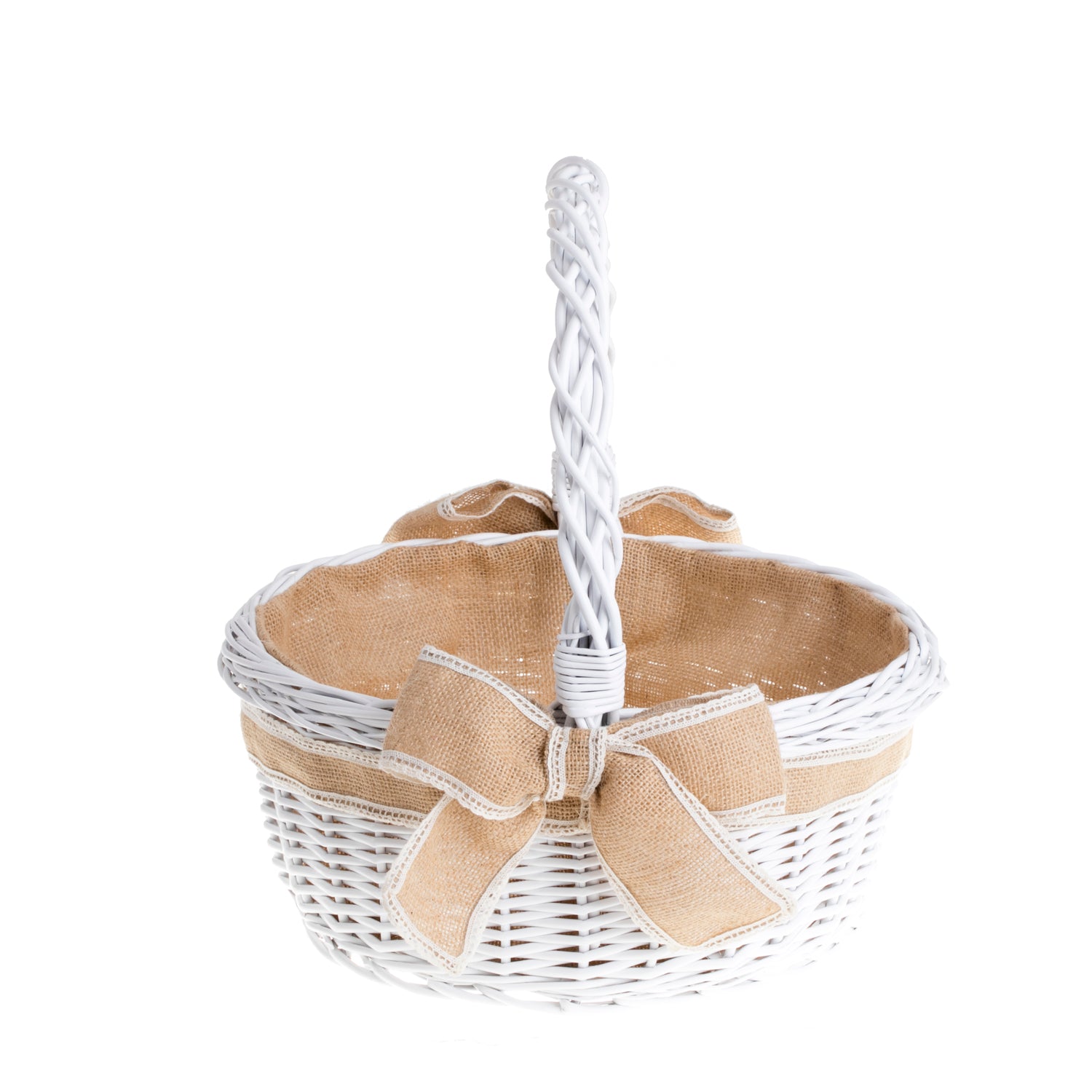 cesto de vime para ocasiões especiais, com acabamento em juta e alça