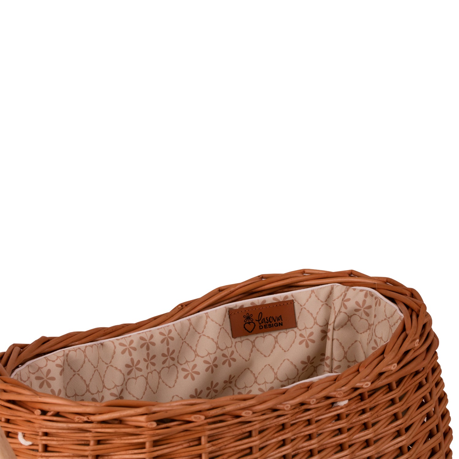 Luke carro de vímet per empènyar amb acabat crema, amb nansa i rodes TheWickerStories