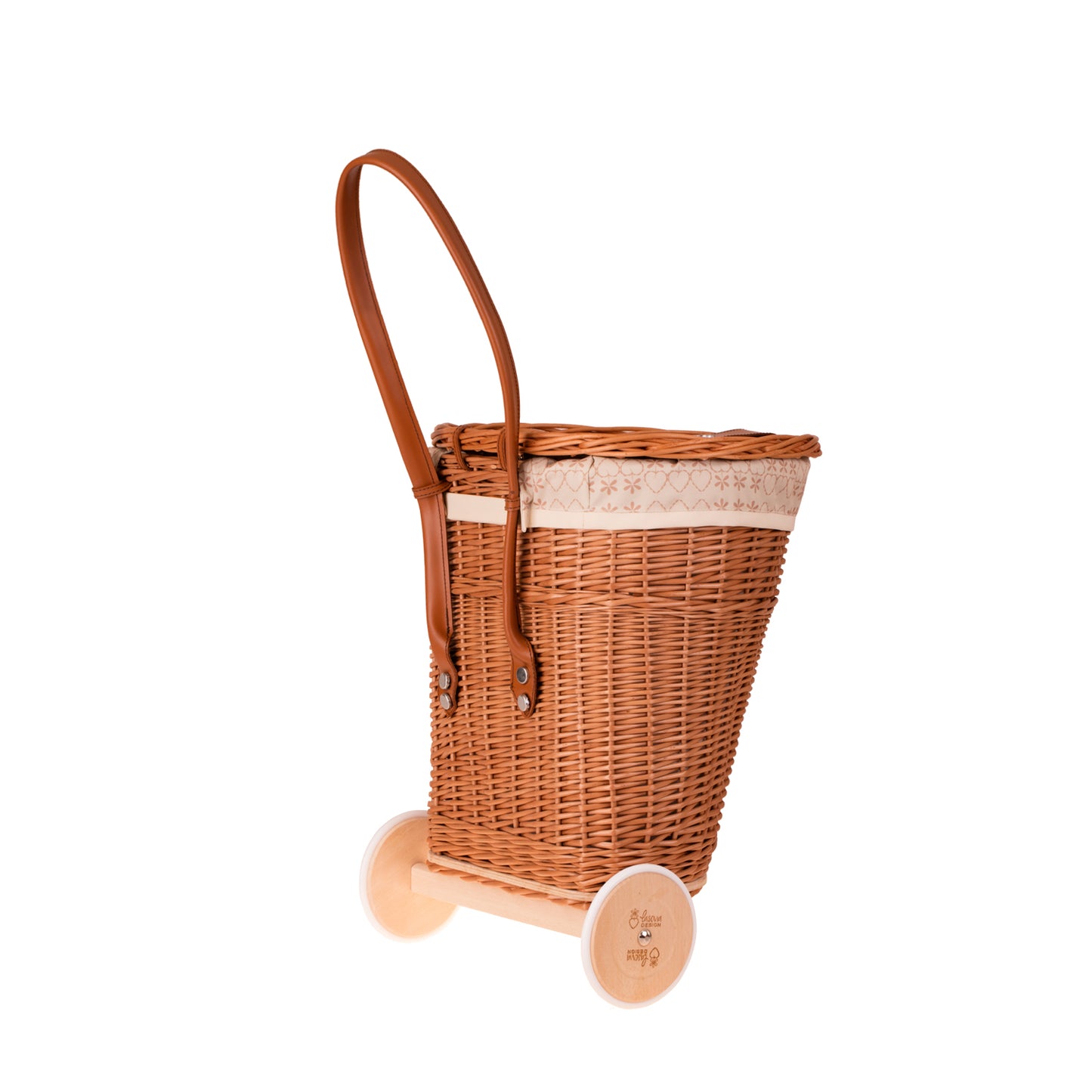 Celtis flettkurv på hjul med kremkant og stropper TheWickerStories