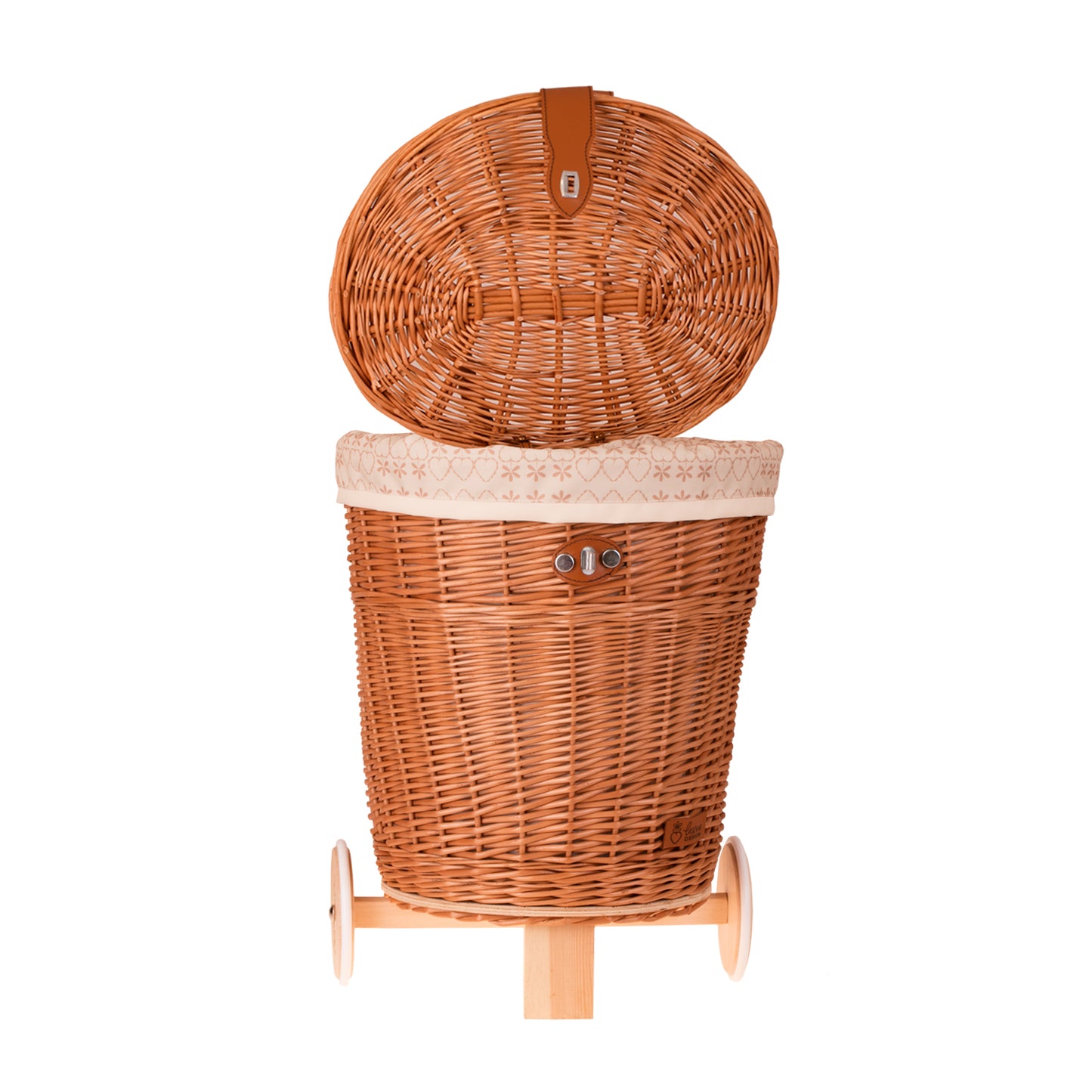 Celtis flettkurv på hjul med kremkant og stropper TheWickerStories