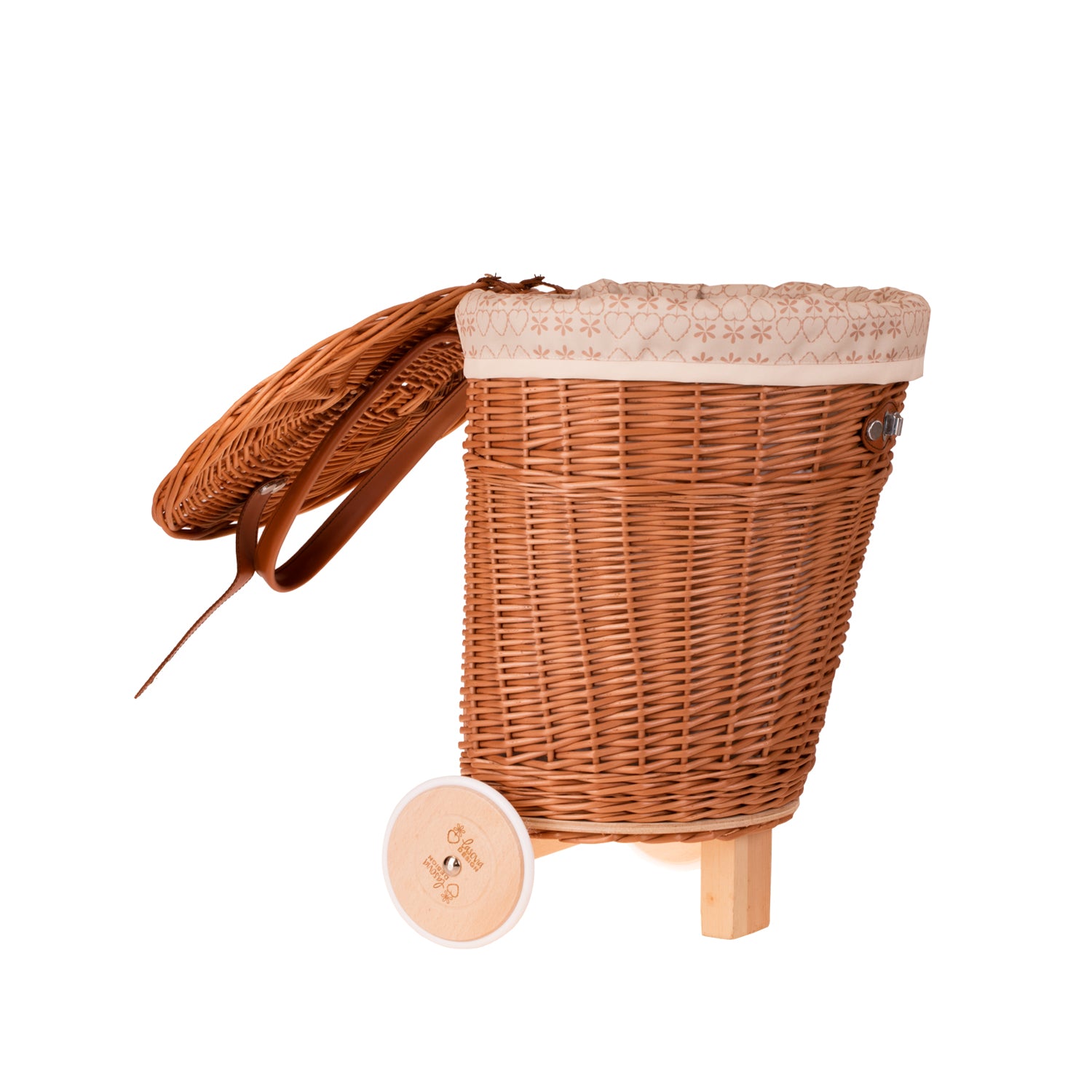 Celtis flettkurv på hjul med kremkant og stropper TheWickerStories