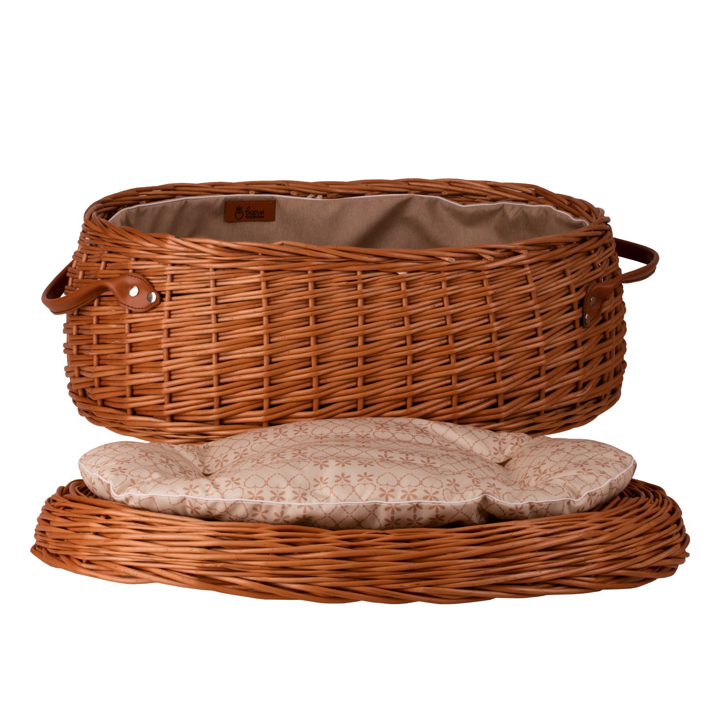 Cornus wicker toy chest with beige trim, seat and lid on wheels TheWickerStories