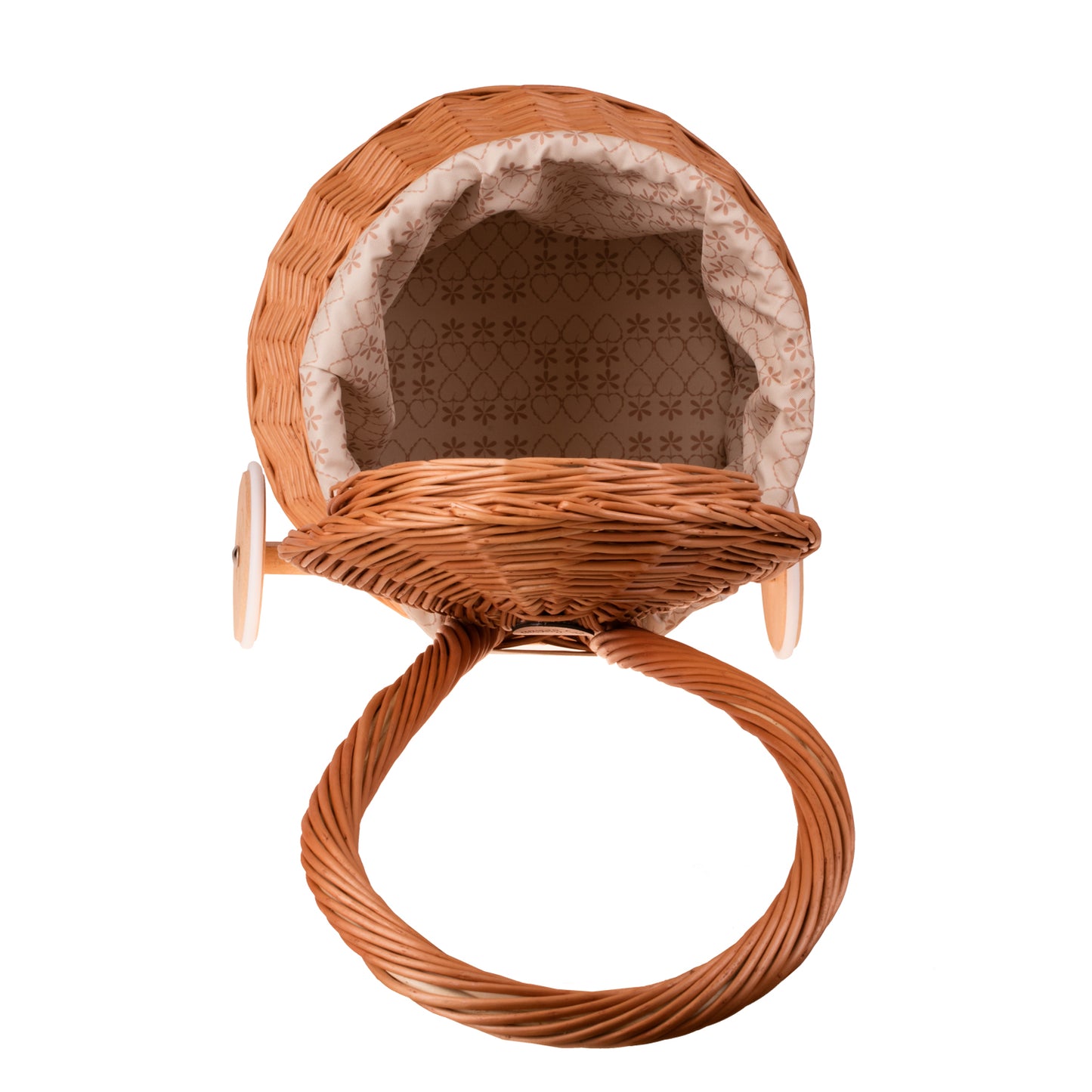 Betula prútený úložný kôš s krémovým podšitím, s rukoväťou a kolieskami TheWickerStories