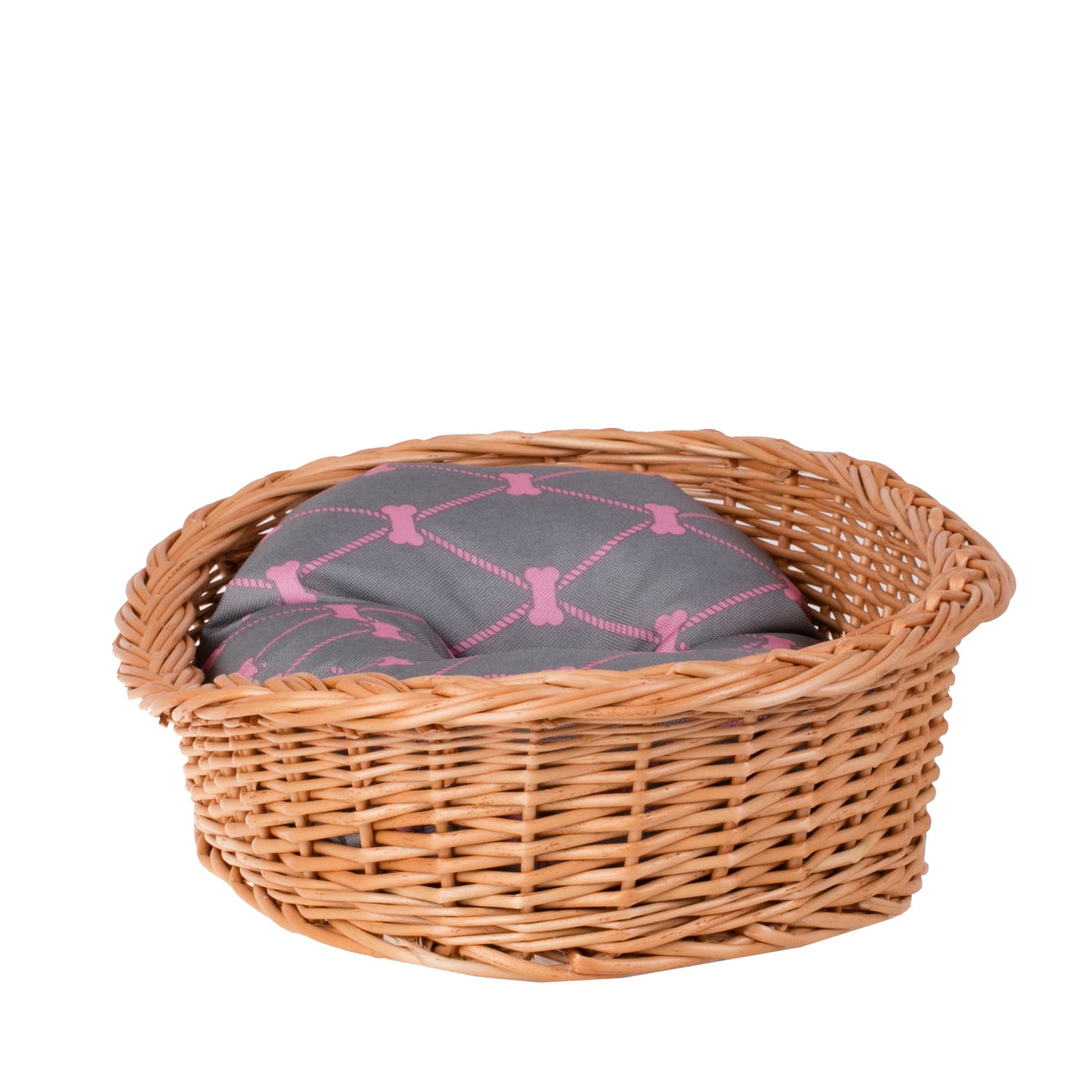 Ester panier en osier couchage pour animaux avec coussin gris