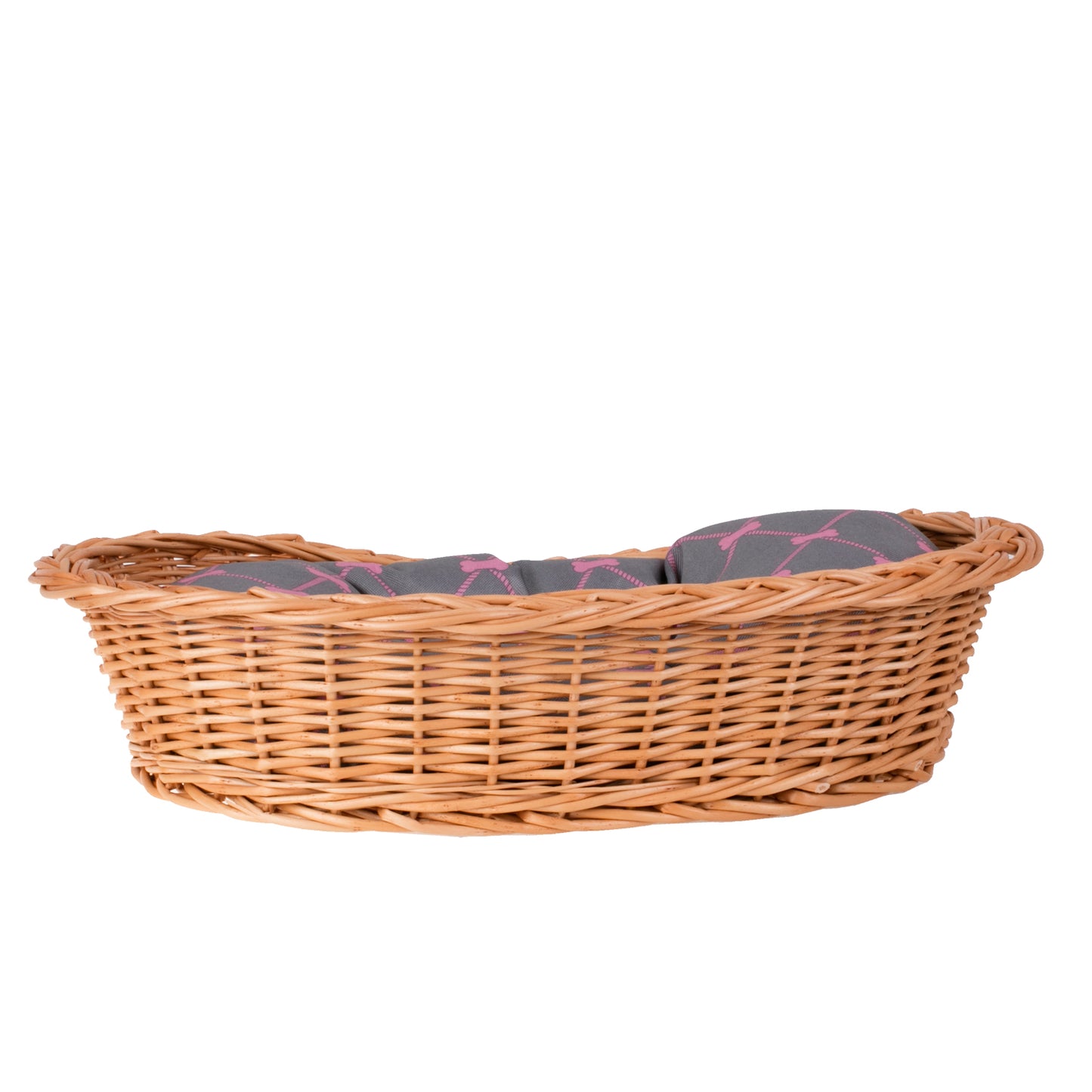 Ester panier en osier couchage pour animaux avec coussin gris