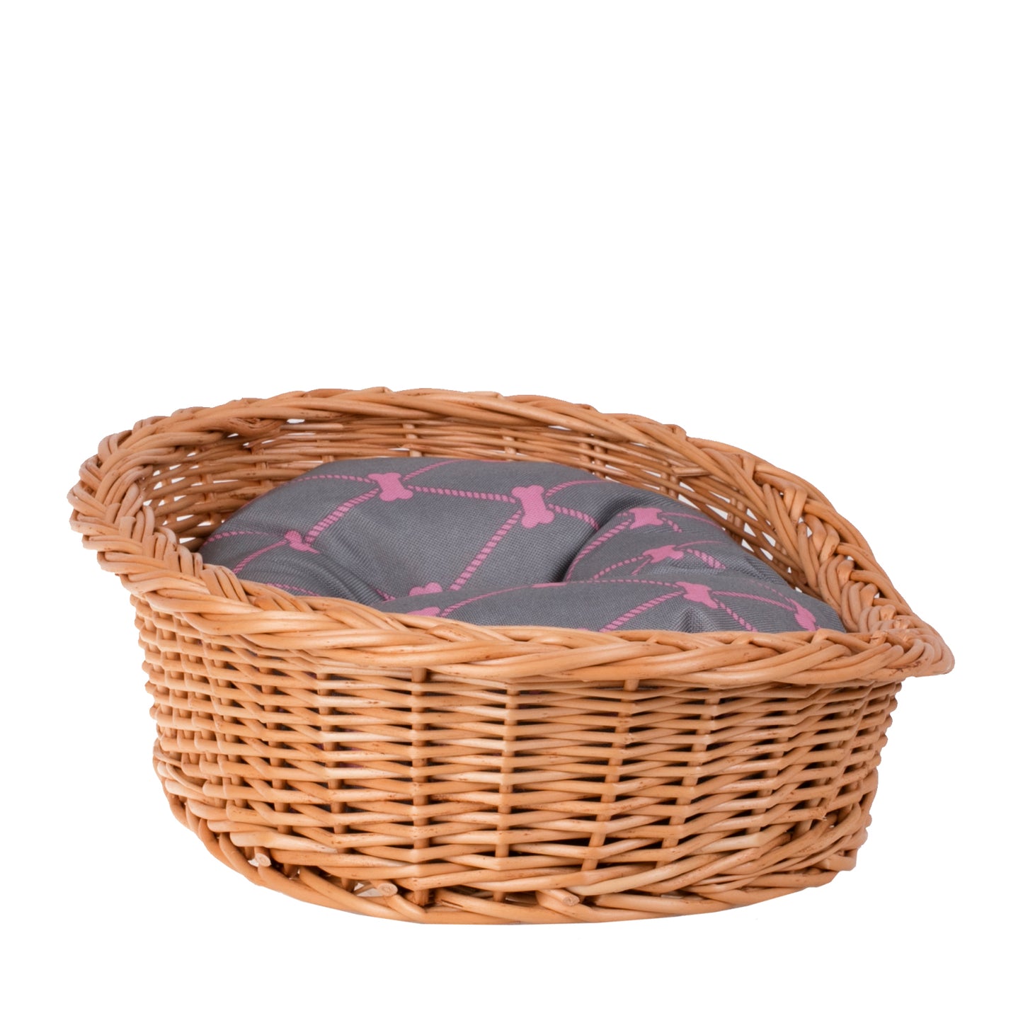 Ester panier en osier couchage pour animaux avec coussin gris