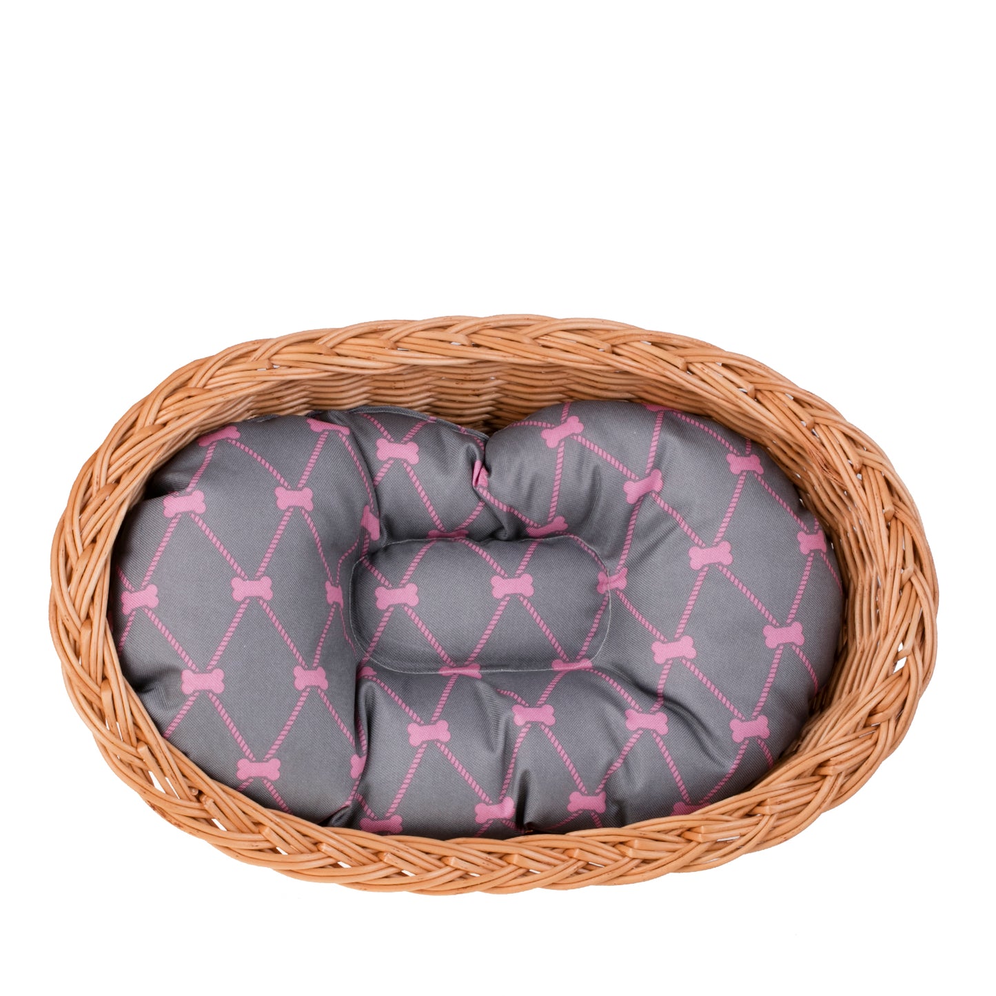Ester panier en osier couchage pour animaux avec coussin gris
