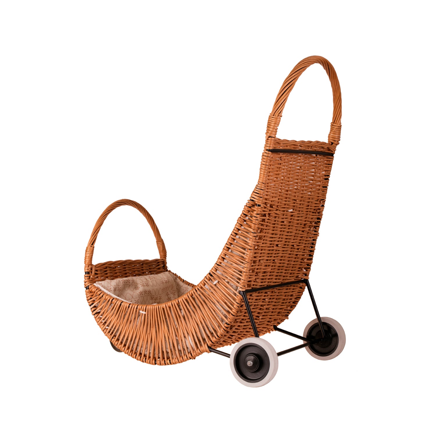 Quercus wicker firewood basket with cream trim, on casters TheWickerStories