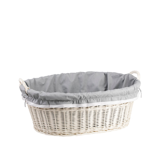 Milvus wicker basket with handles and grey lining