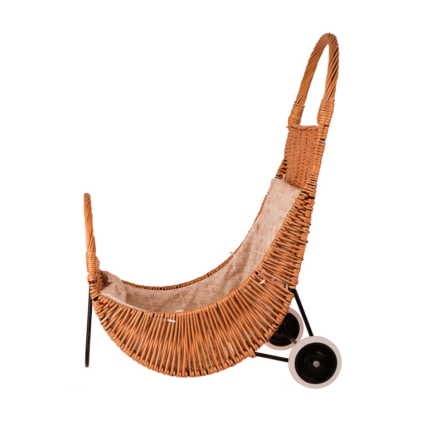 Quercus wicker firewood basket with cream trim, on casters TheWickerStories