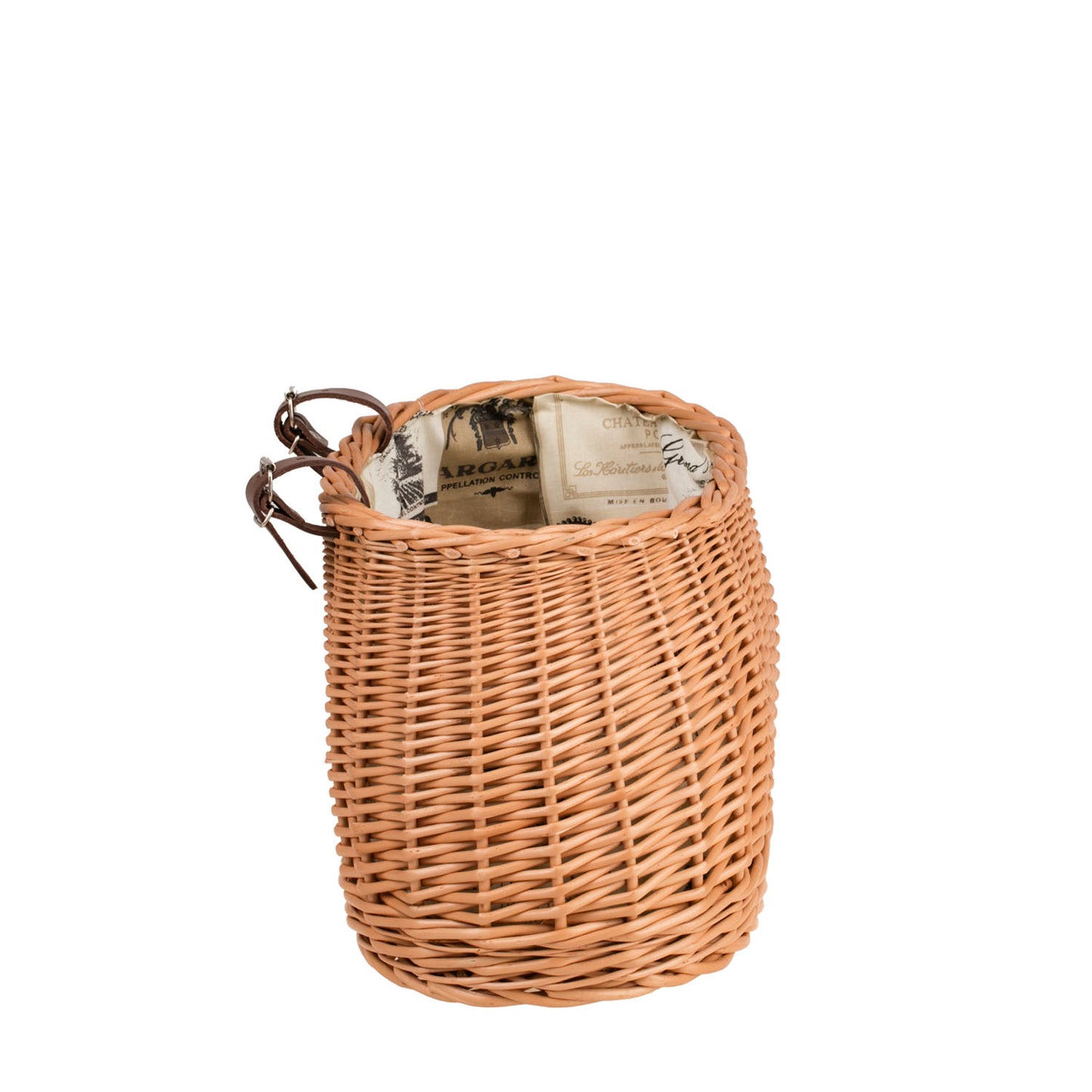 Marone petit panier de vélo en osier avec doublure beige et sangles