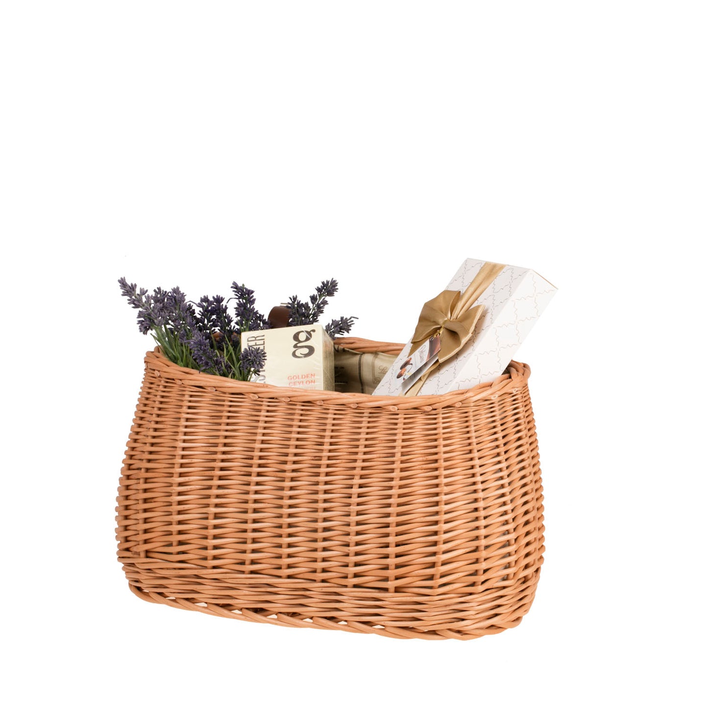 Marone petit panier de vélo en osier avec doublure beige et sangles