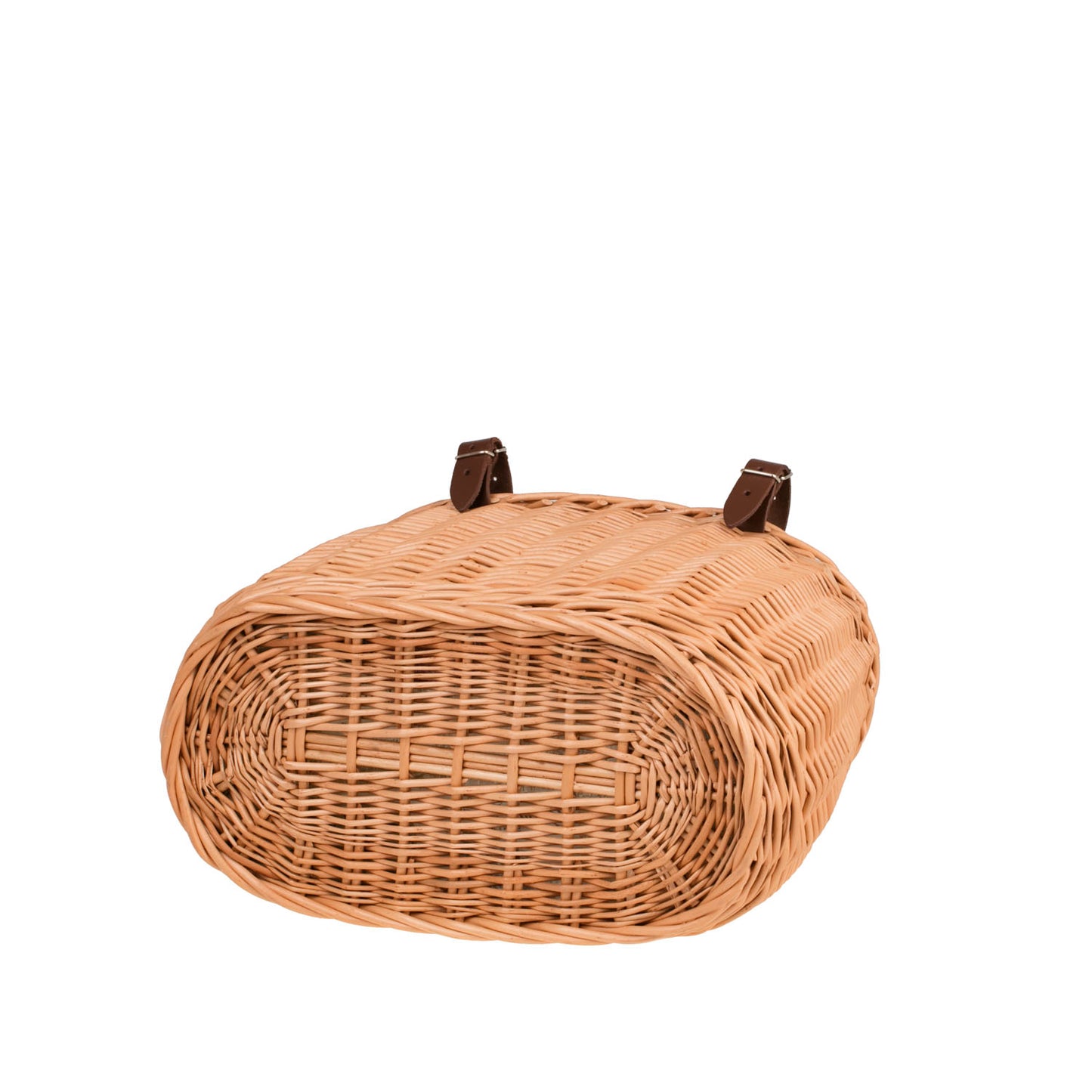 Marone petit panier de vélo en osier avec doublure beige et sangles