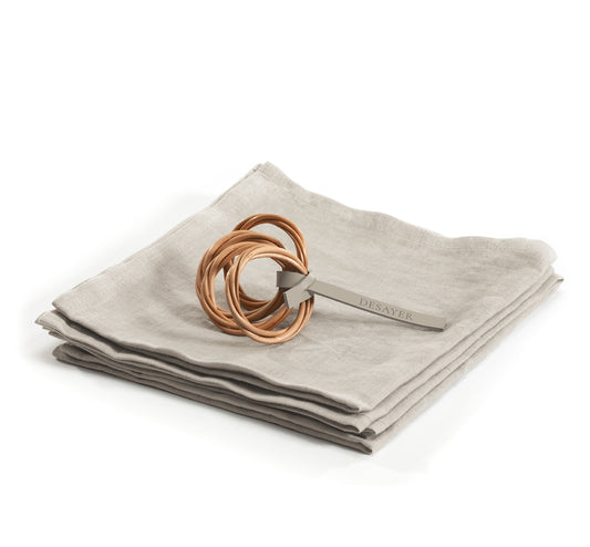 Amira wicker napkin ring with linen napkins, set of 4