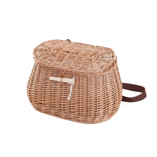 Marone wicker fishing basket with strap and clasp