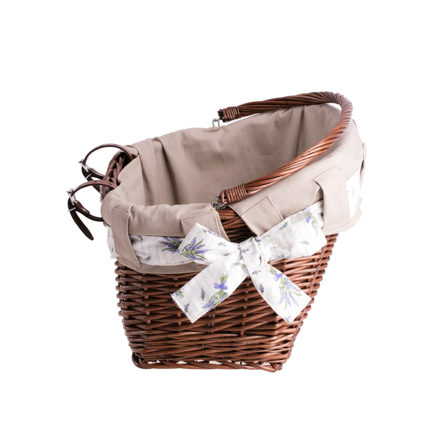 Magnus wicker bike basket with leather straps and trim TheWickerStories