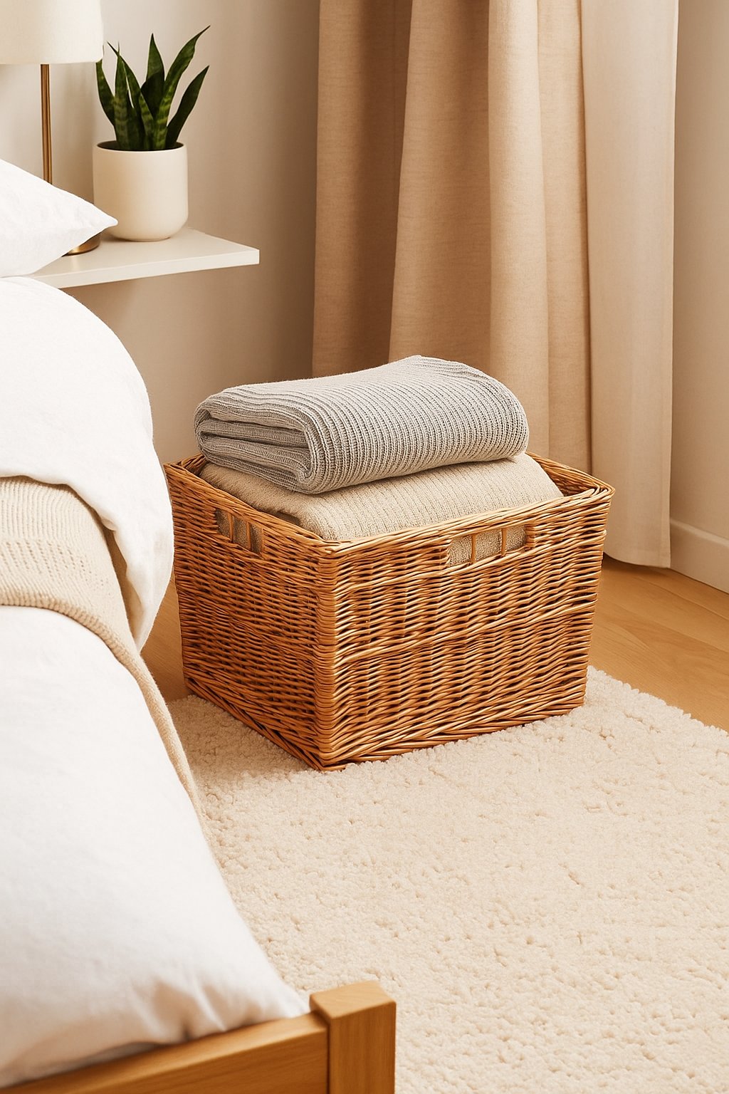 Cervus Wiklinowy kosz do przechowywania na koce i poduszki TheWickerStories