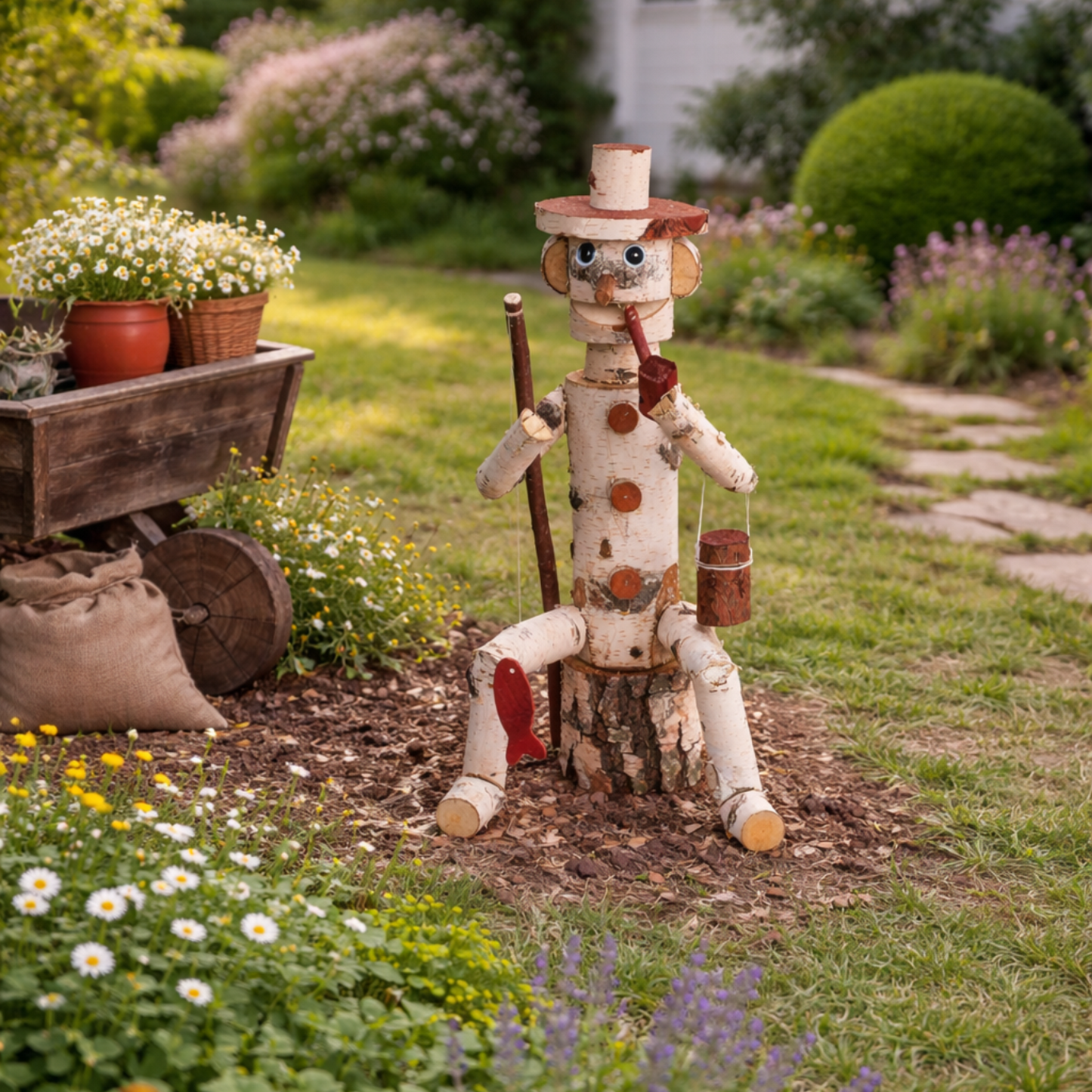 Lignum decoratief houten beeldje van berk voor de tuin | TheWickerStories