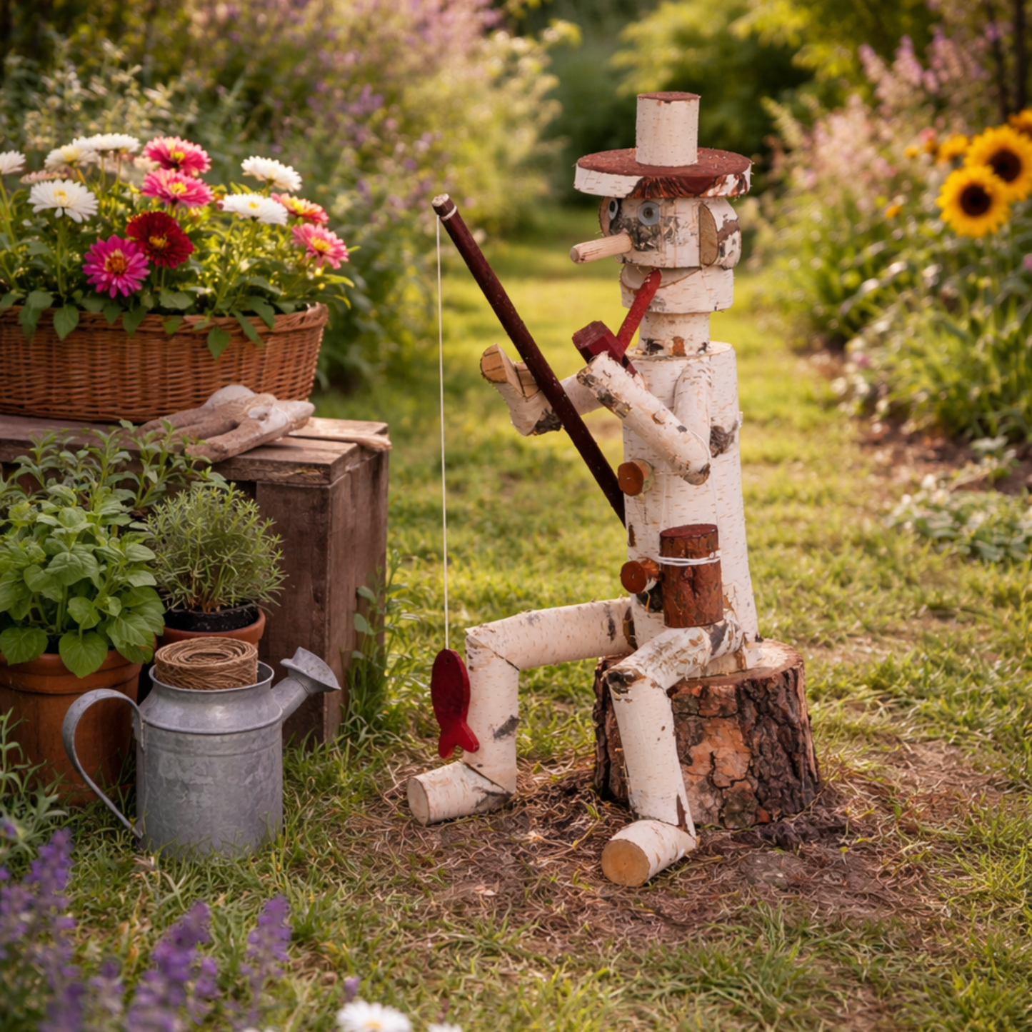 Lignum decoratief houten beeldje van berk voor de tuin | TheWickerStories