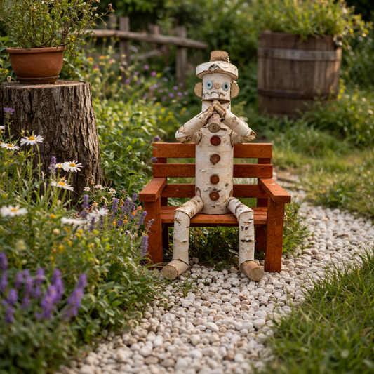wooden decorative figurine made of birch for the garden
