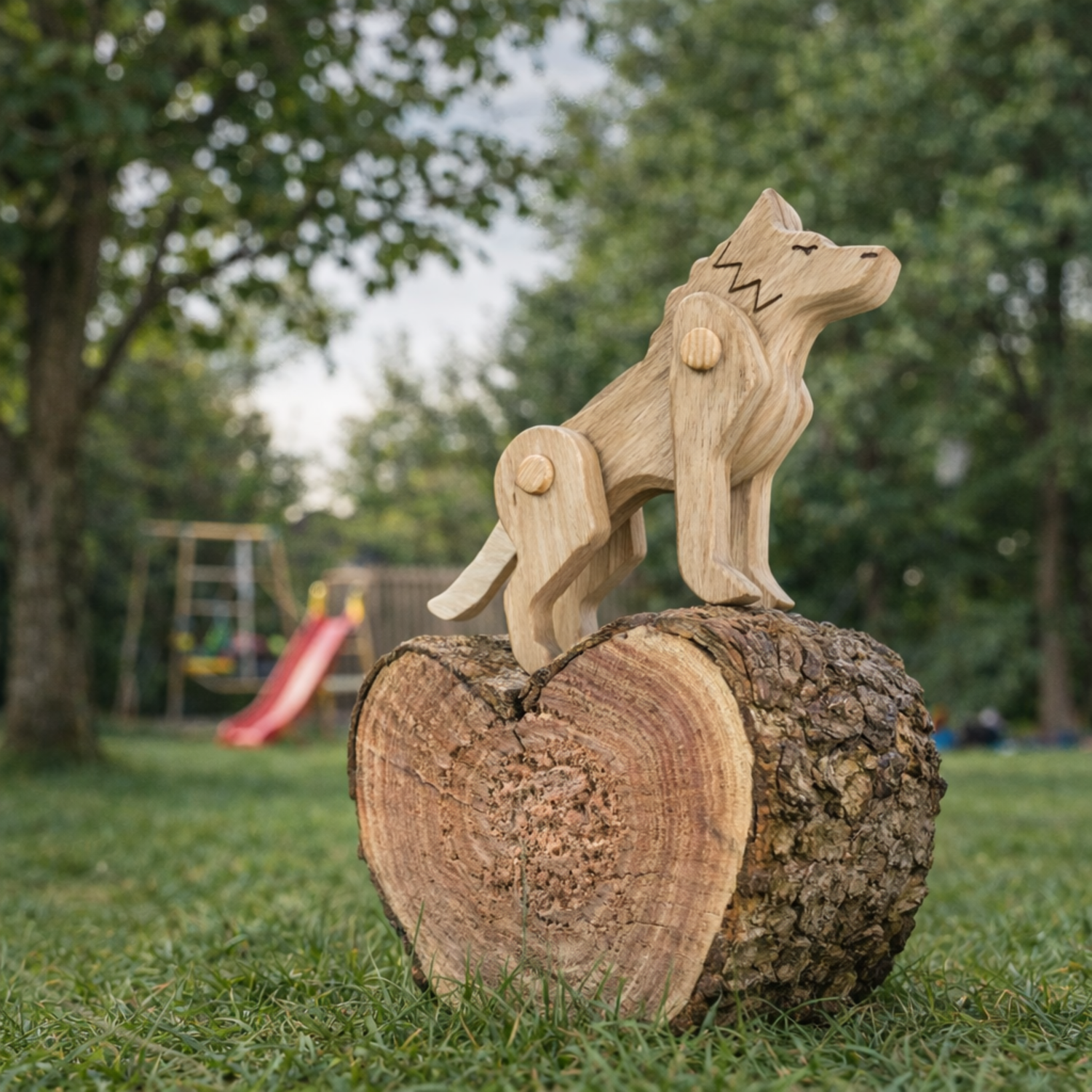 loup en bois – jouet éducatif mobile pour enfants