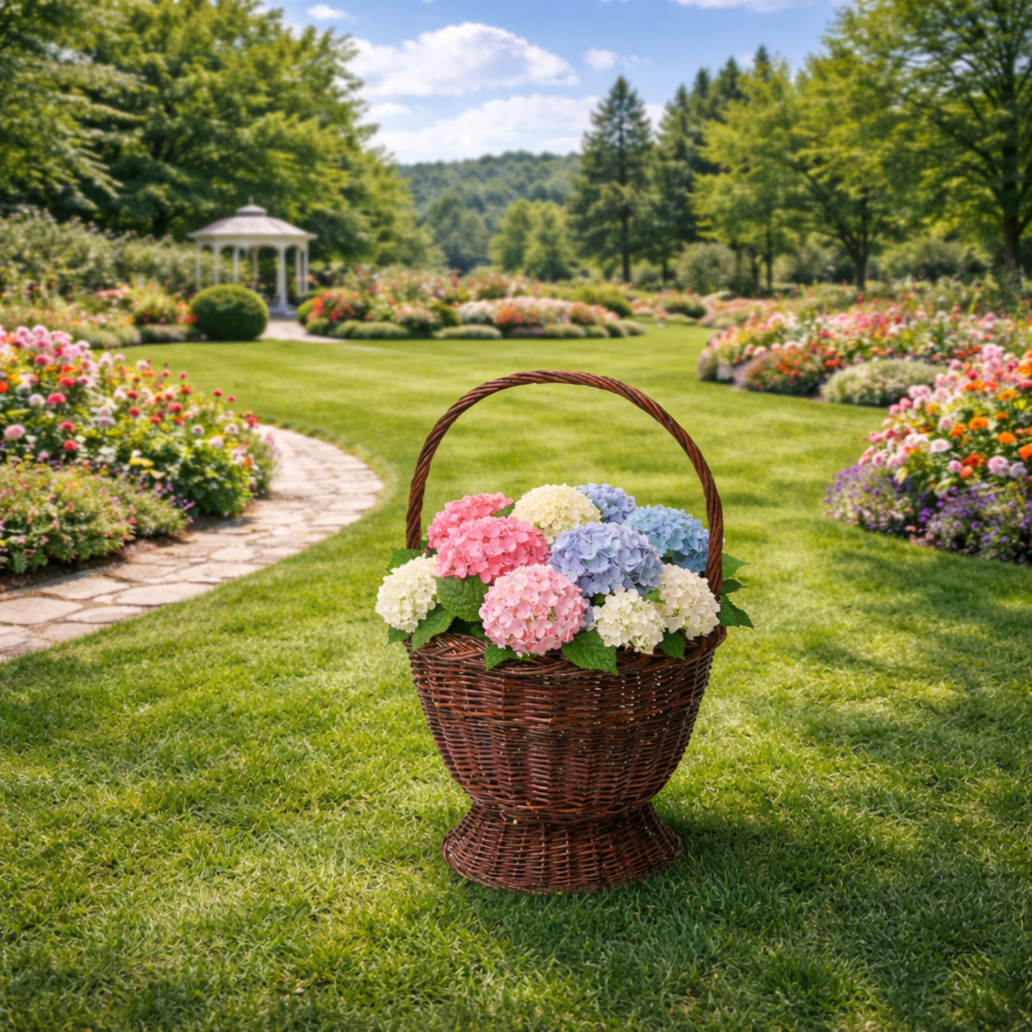 geflochtener Weidenkorb für Garten, Blumen und Kräuter, mit Griff