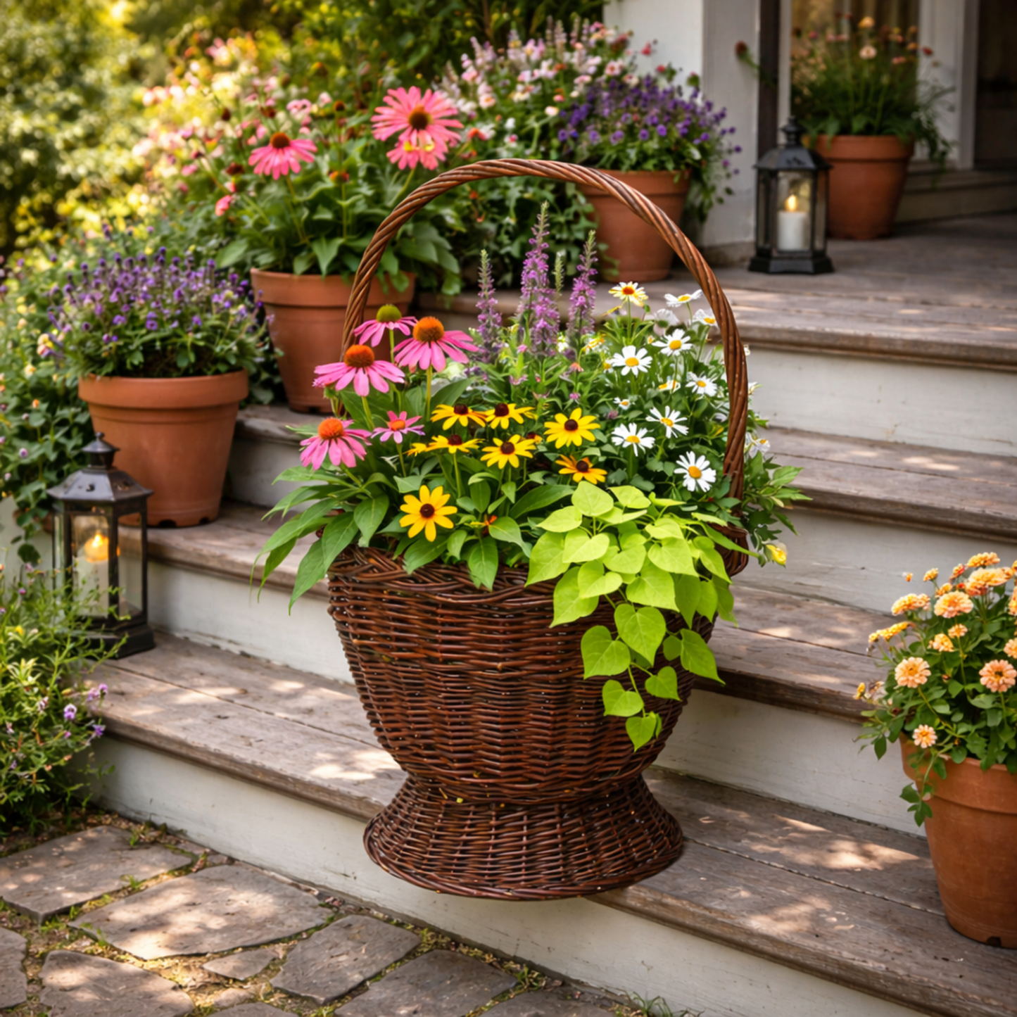 Zemira geflochtener Weidenkorb für Garten, Blumen und Kräuter, mit Griff TheWickerStories
