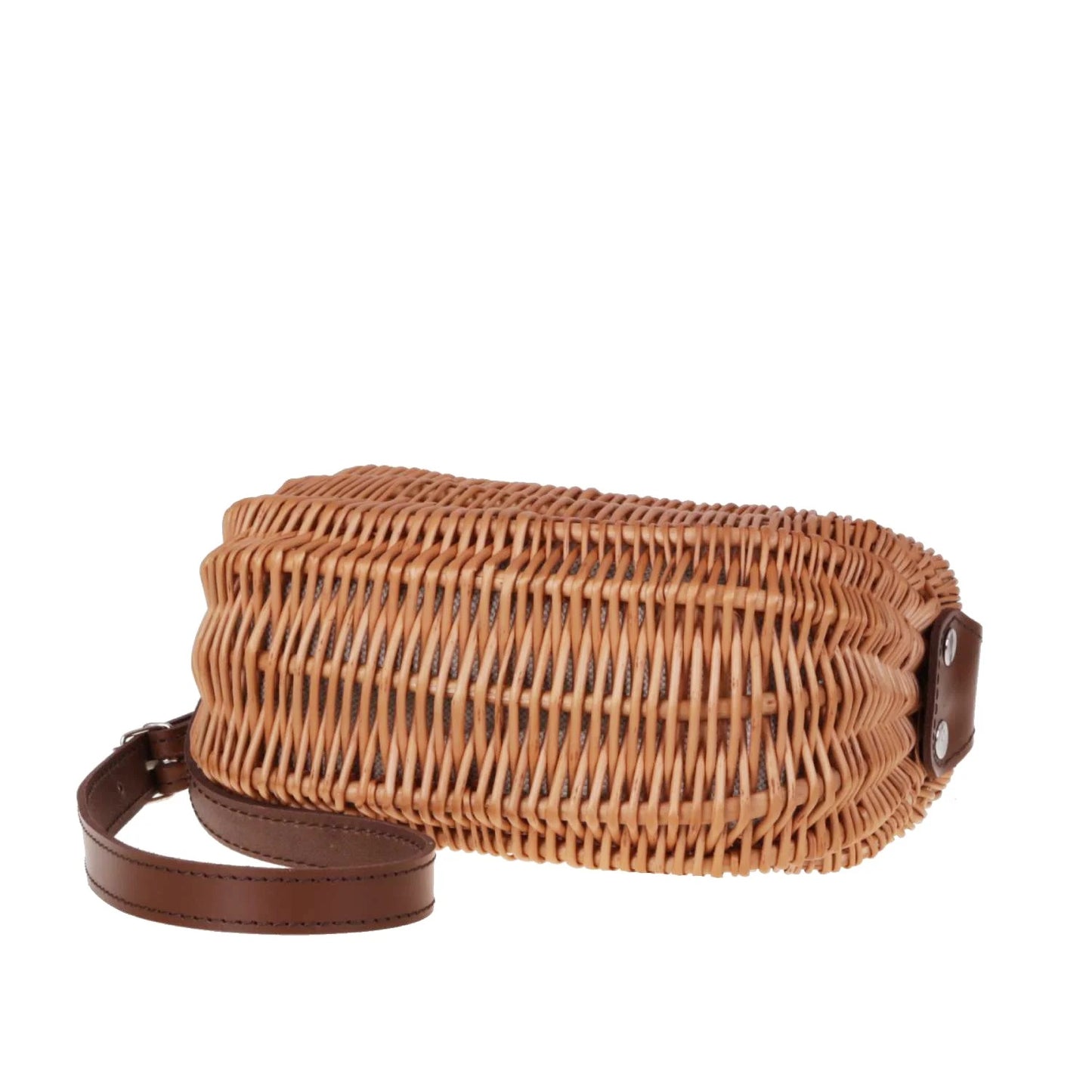 Raja Weidentasche mit grauem Stoffeinsatz und Riemen TheWickerStories