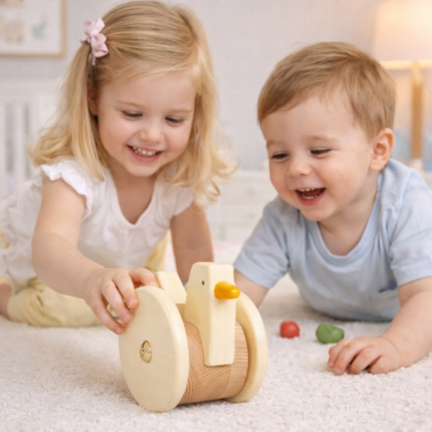 Petra poule en bois sur roulettes – jouet pour enfants TheWickerStories