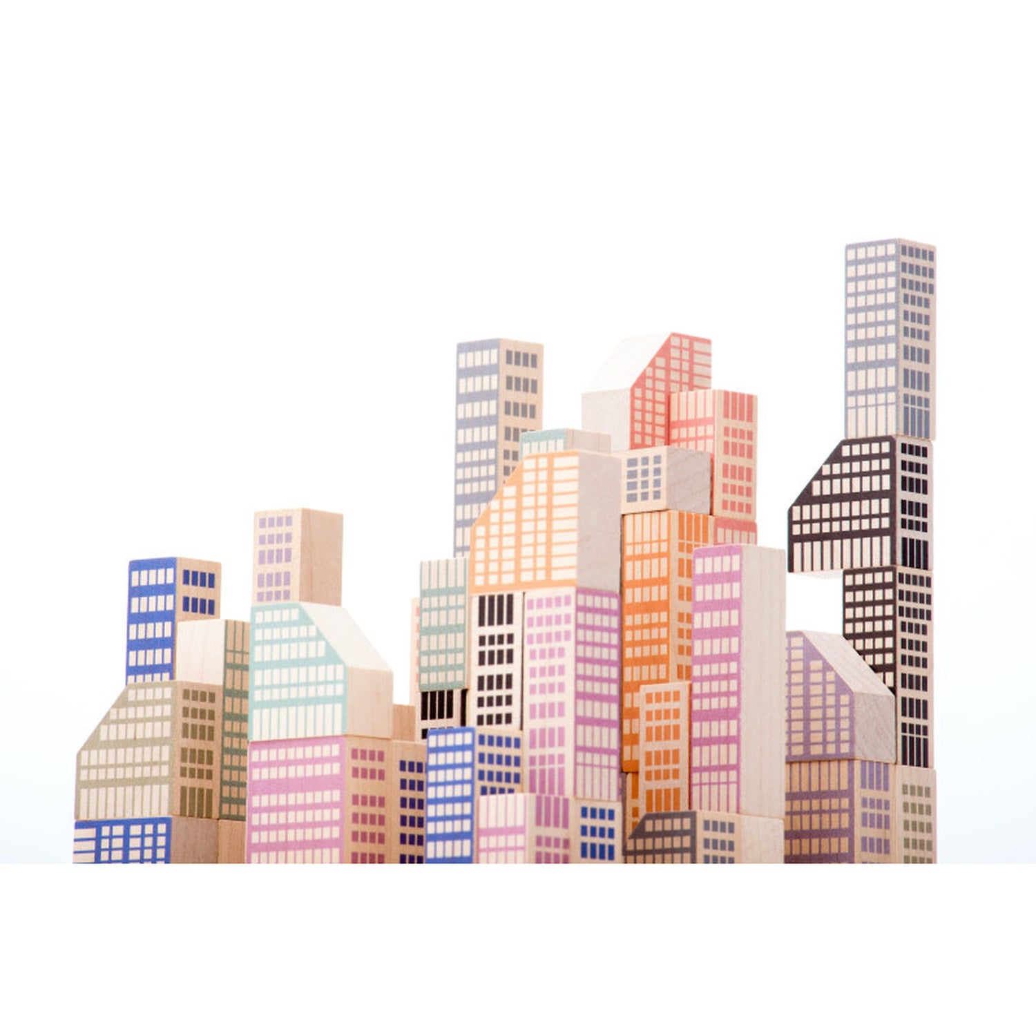 bâtiments en bois – coffret de construction de ville pour enfants, jouet en osier