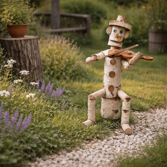 wooden decorative birch garden figurine