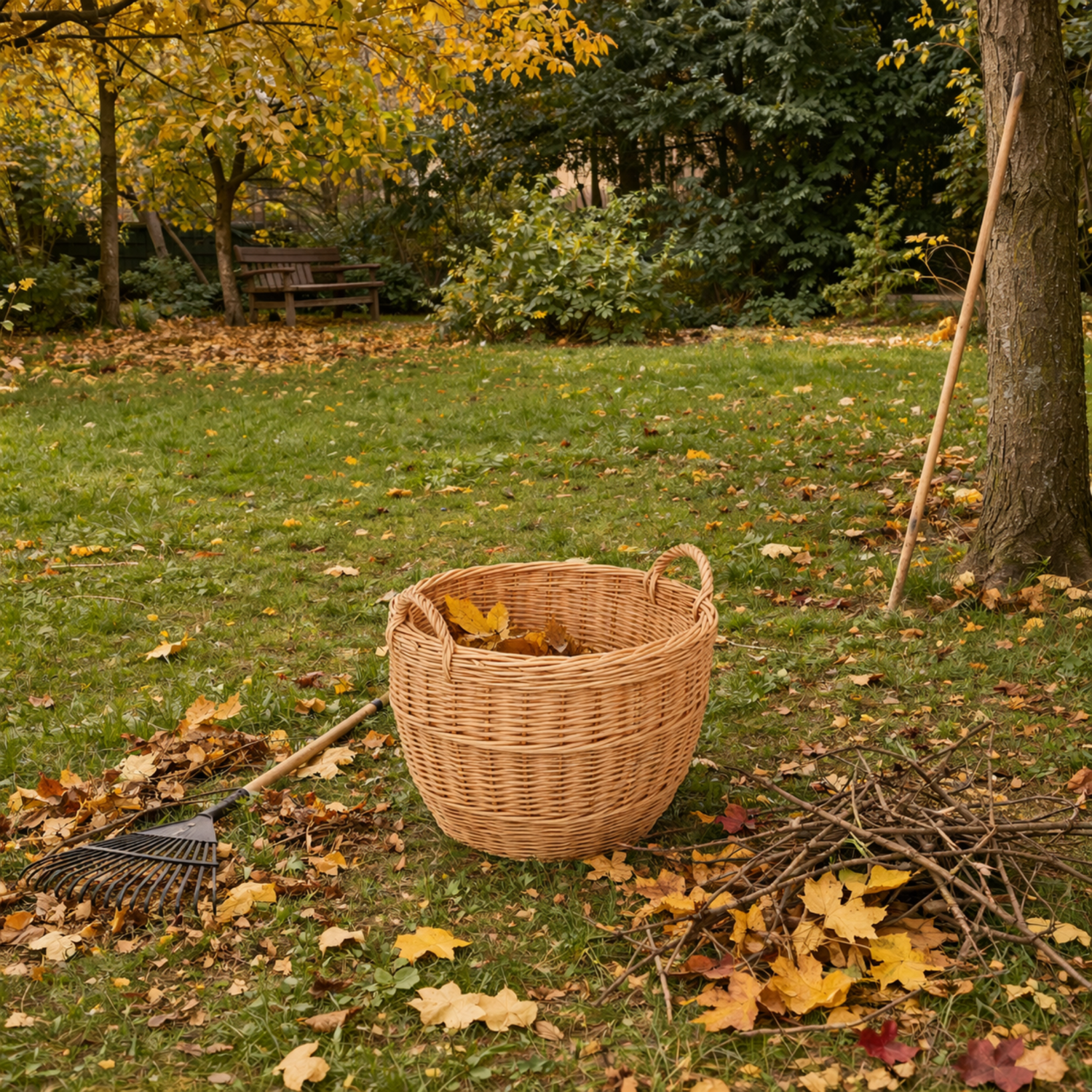 Weidenkorb für den Garten zum Bepflanzen und Dekorieren, mit Griffen