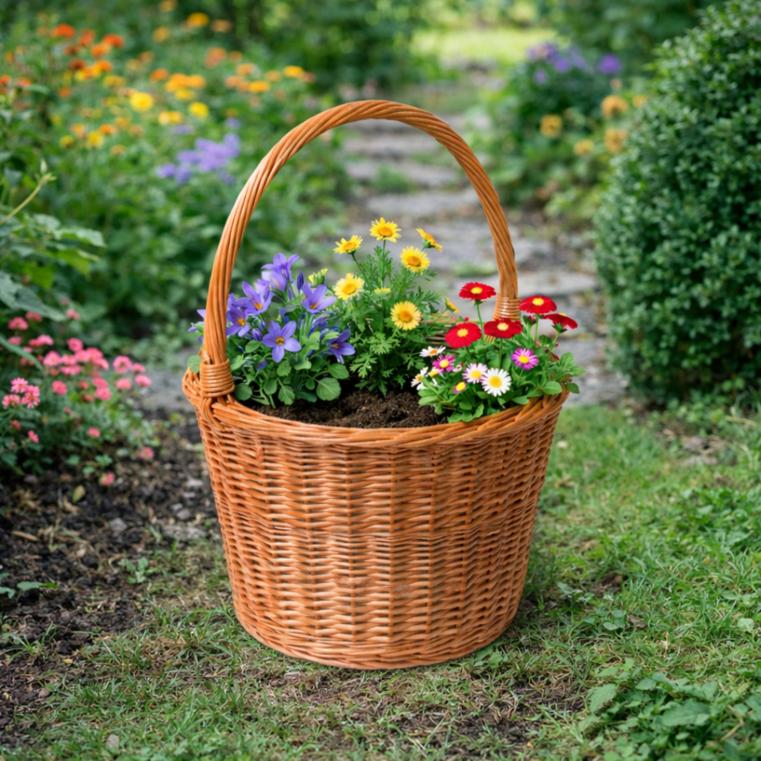 geflochtener Weidenkorb für Garten, Pflanzen und Dekorationen