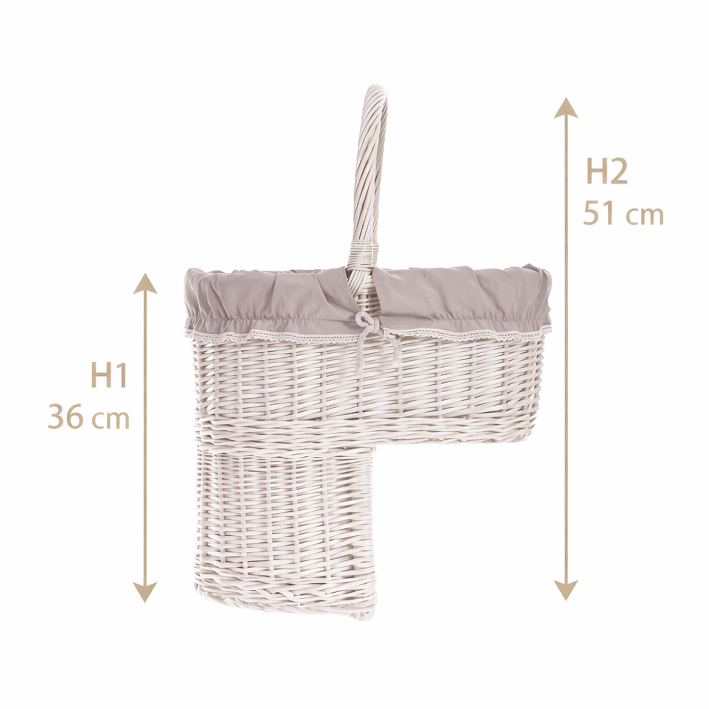 Ovis wicker stair basket with beige lining TheWickerStories