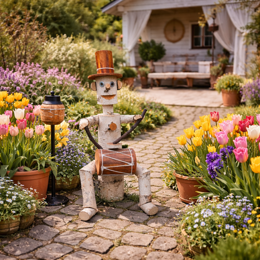 handcrafted birch decorative figurine for the garden by